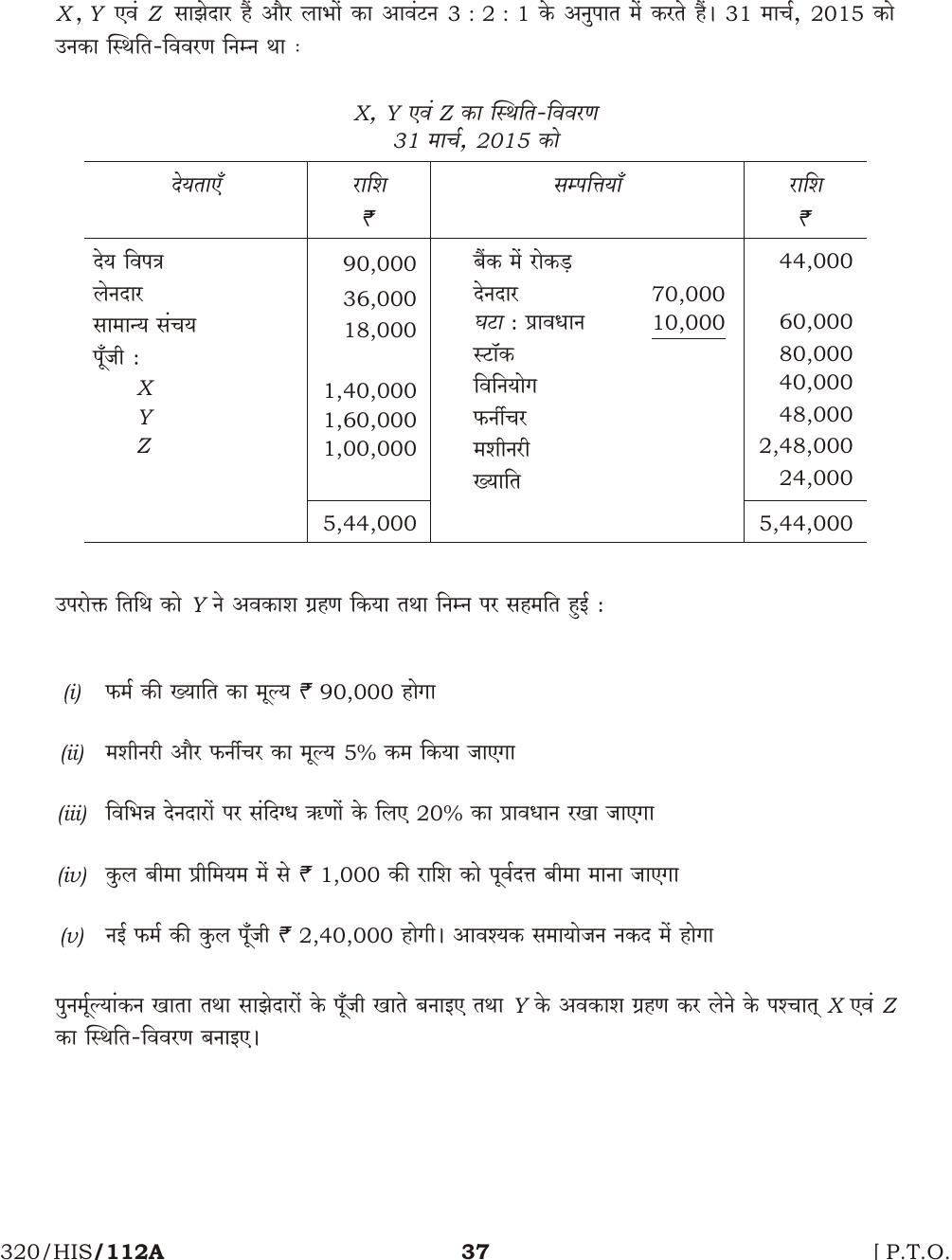 NIOS October 2016 Class 12 Accountancy Question Paper - Page 37