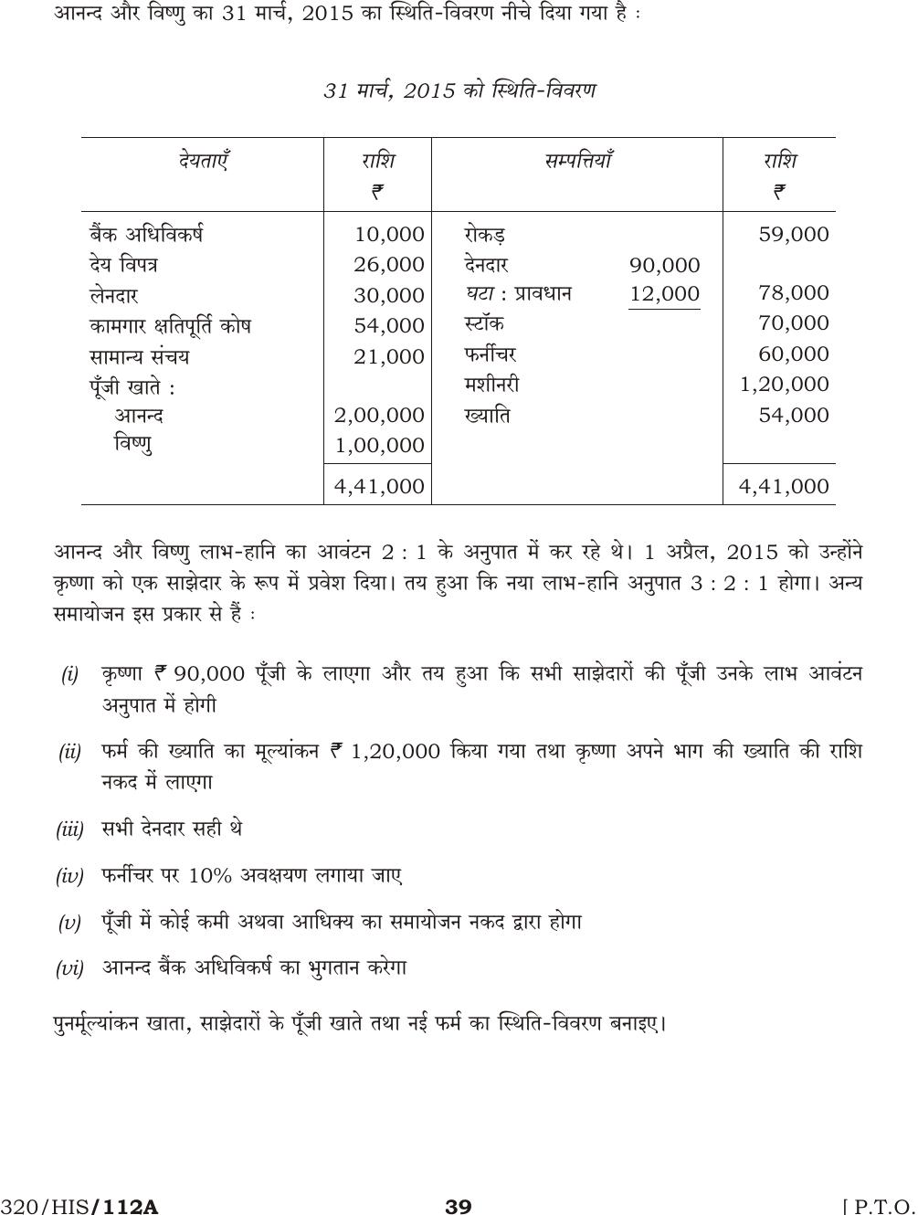 NIOS October 2016 Class 12 Accountancy Question Paper - Page 39