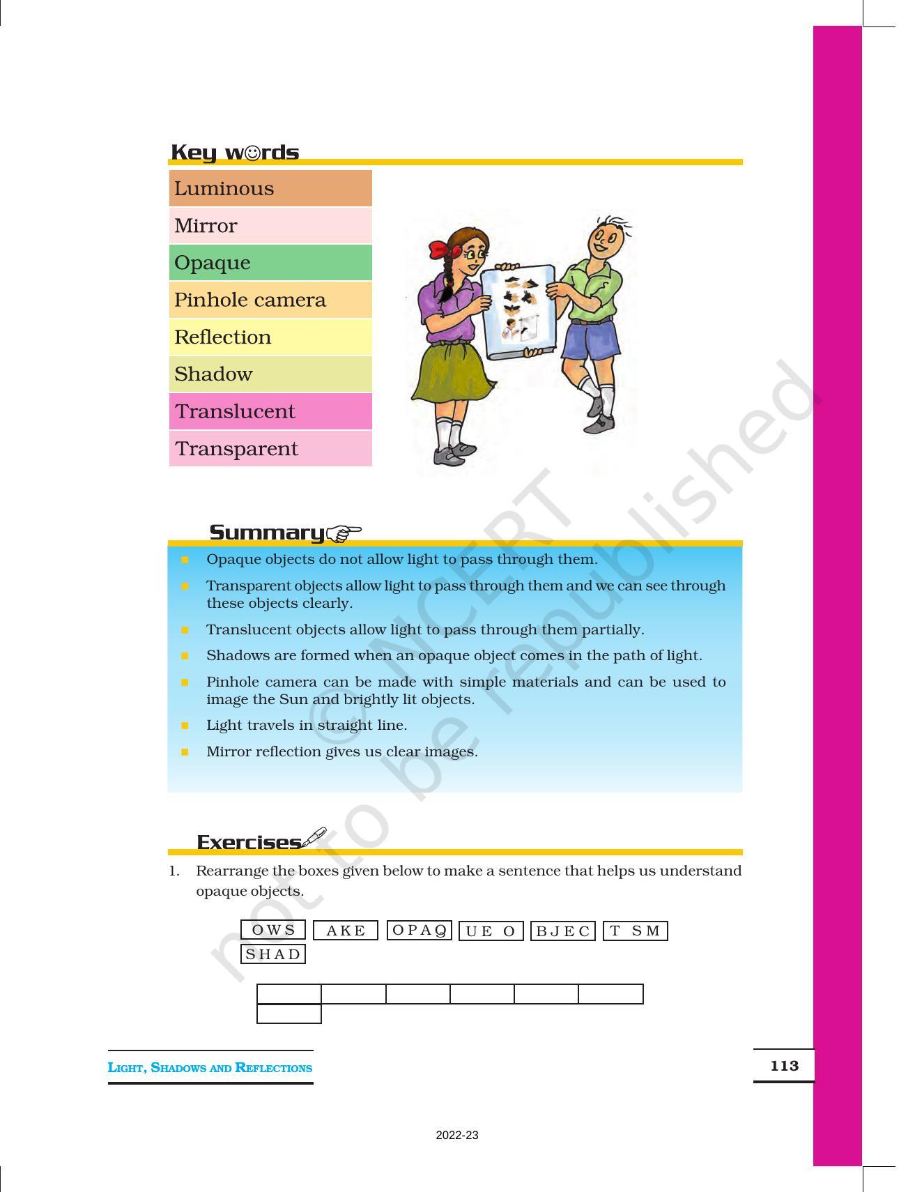 NCERT Book for Class 6 Science: Chapter 11-Light, Shadows and Reflections - Page 7