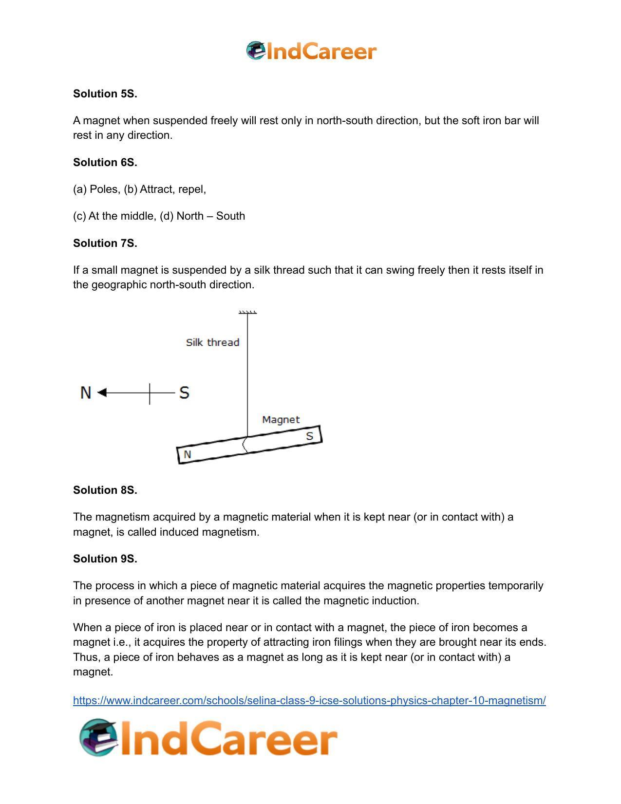 Selina Class 9 ICSE Solutions Physics : Chapter 10- Magnetism - Page 3