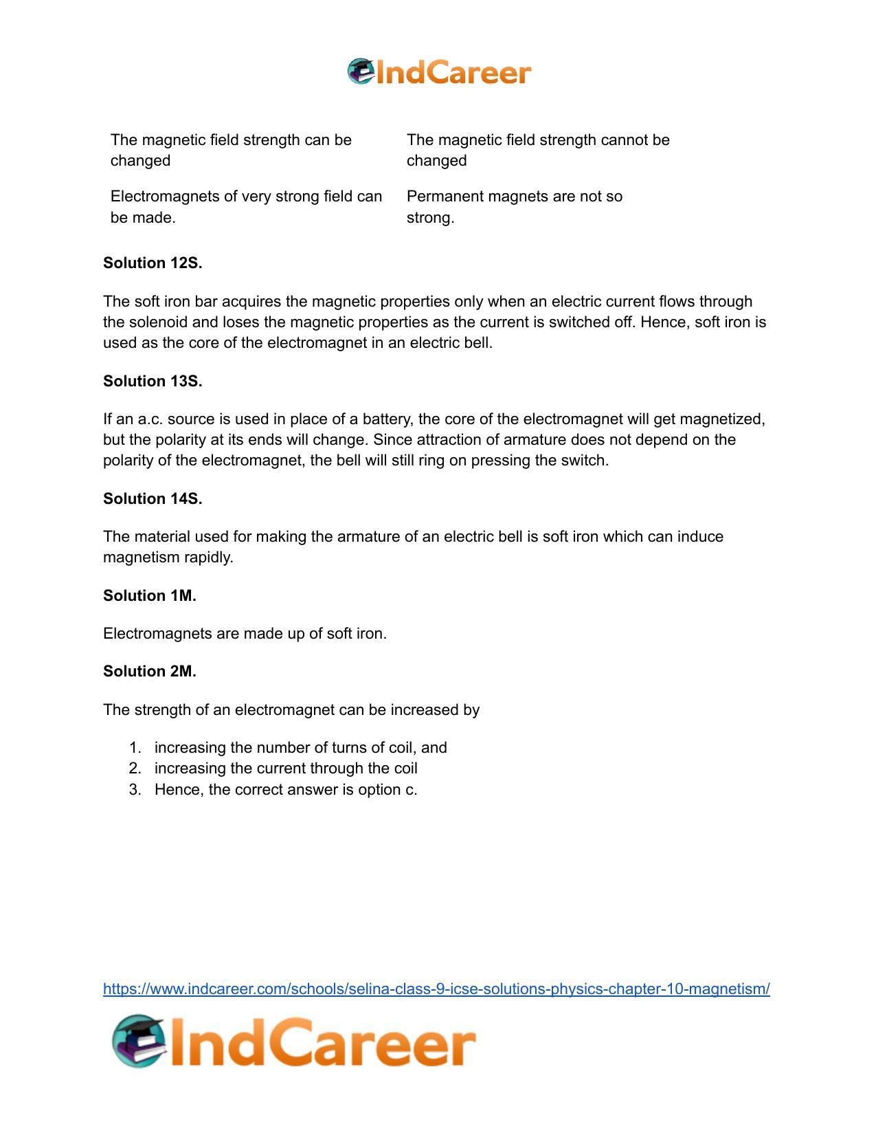 Selina Class 9 ICSE Solutions Physics : Chapter 10- Magnetism - Page 12