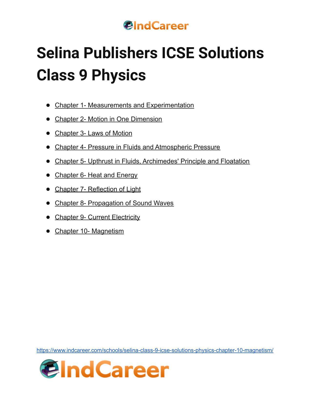 Selina Class 9 ICSE Solutions Physics : Chapter 10- Magnetism - Page 14