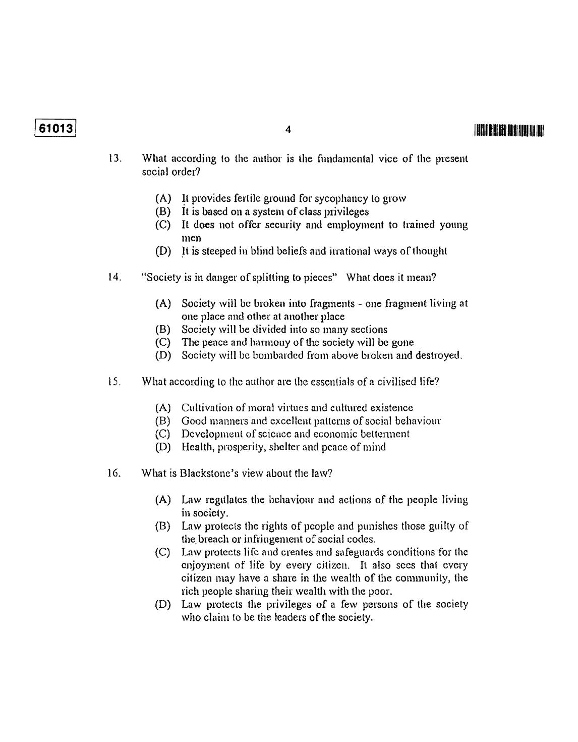 CUSAT CAT 2013 LLM Question Paper - Page 5