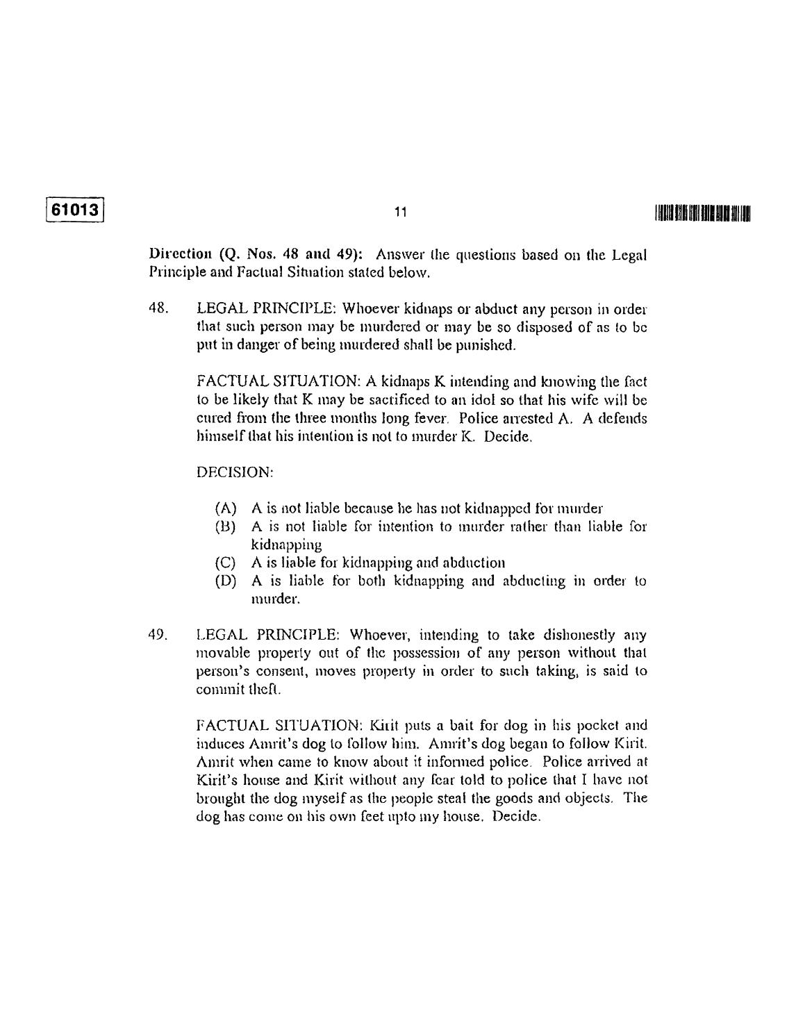 CUSAT CAT 2013 LLM Question Paper - Page 12