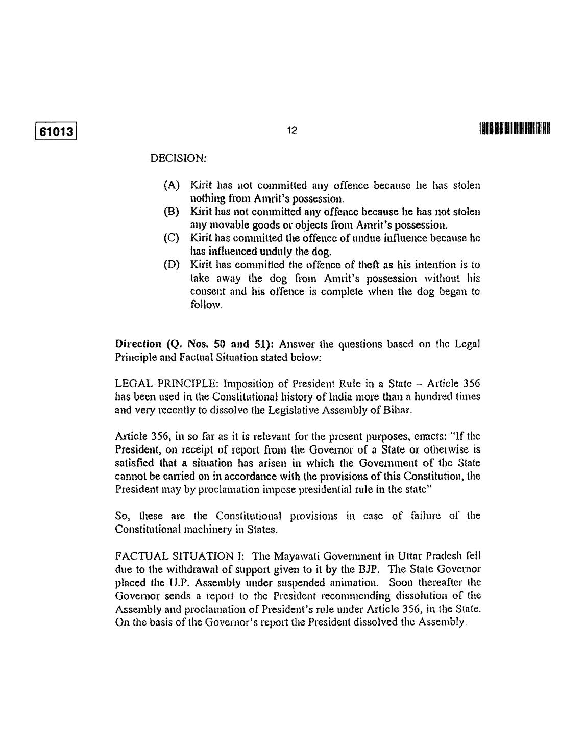 CUSAT CAT 2013 LLM Question Paper - Page 13