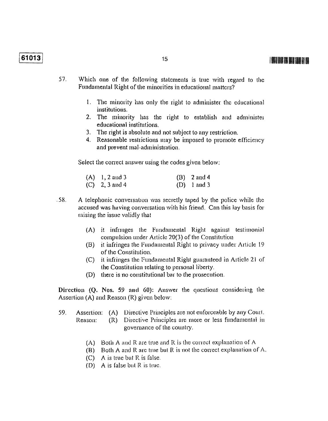 CUSAT CAT 2013 LLM Question Paper - Page 16