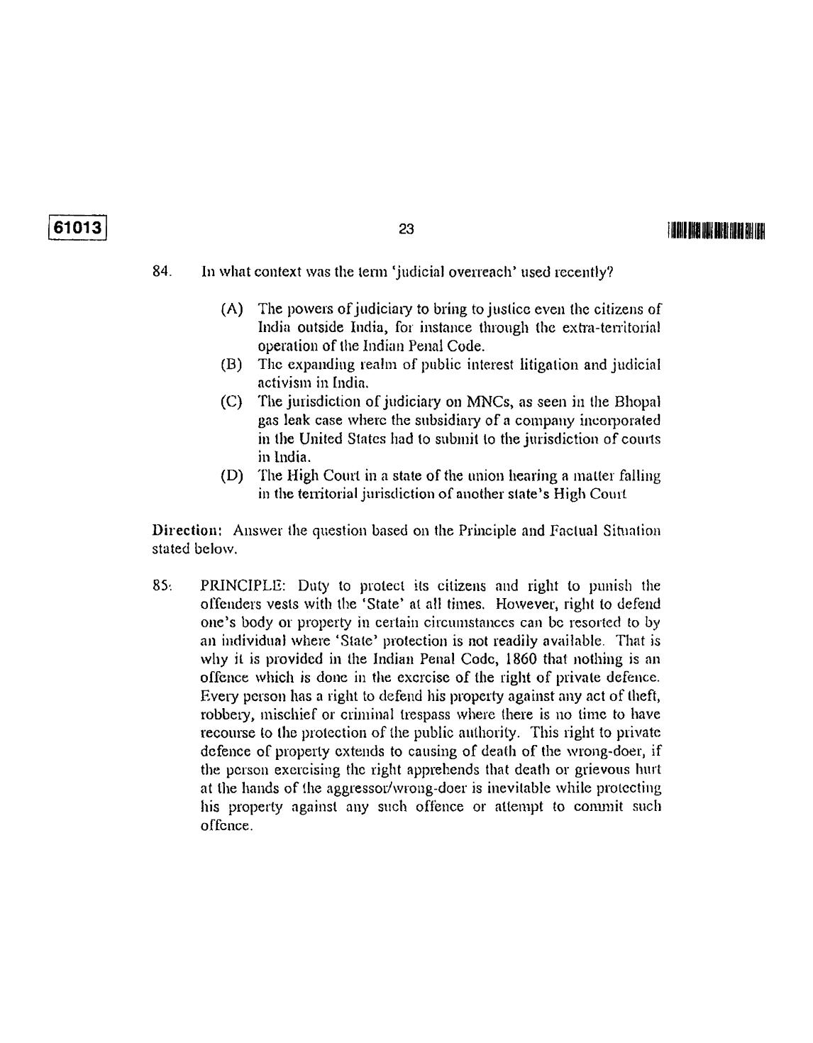 CUSAT CAT 2013 LLM Question Paper - Page 24