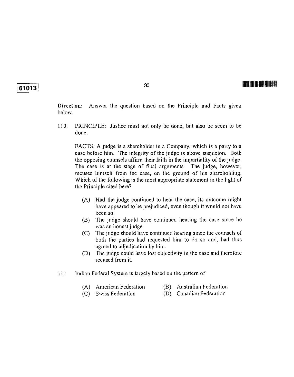 CUSAT CAT 2013 LLM Question Paper - Page 31