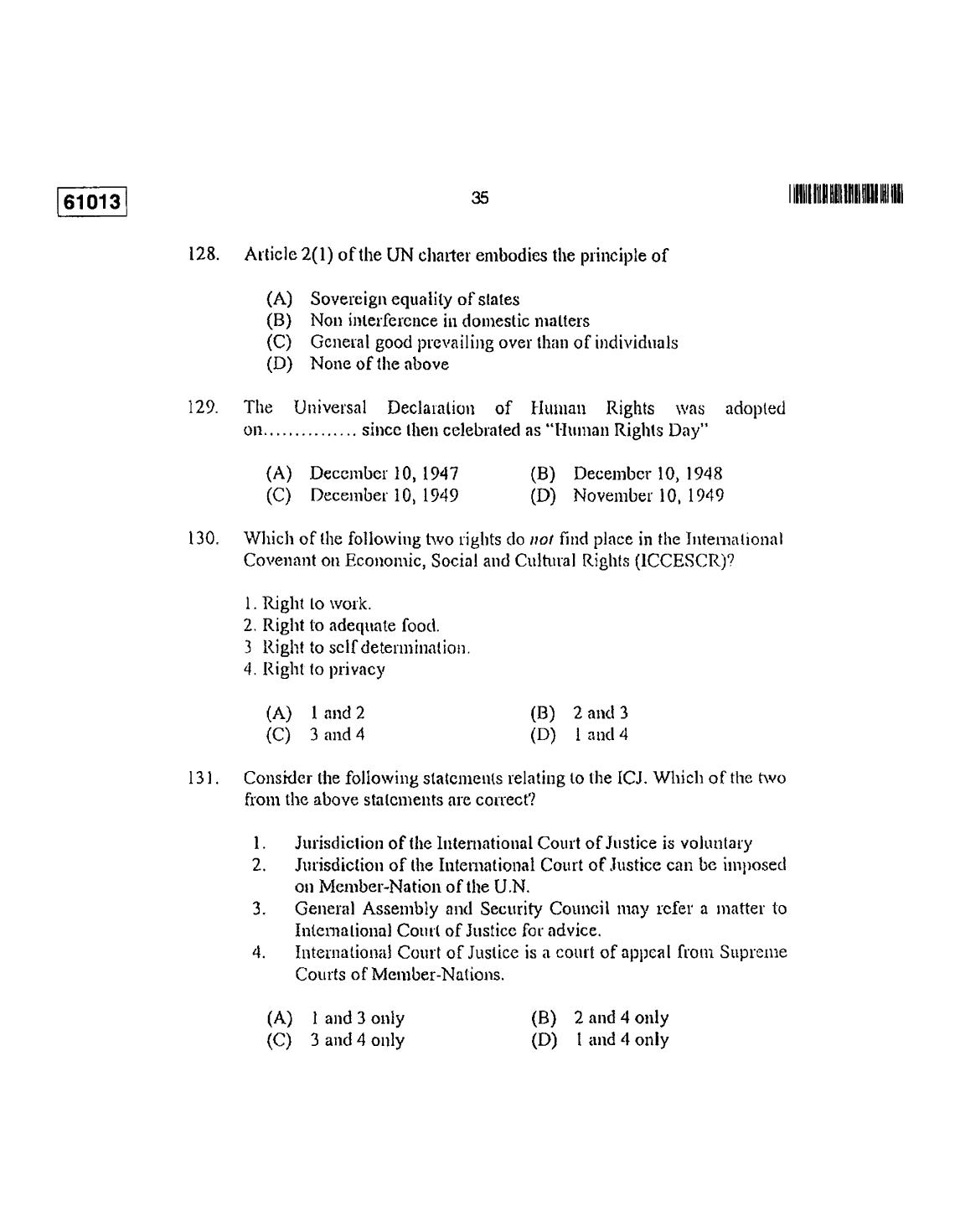 CUSAT CAT 2013 LLM Question Paper - Page 36