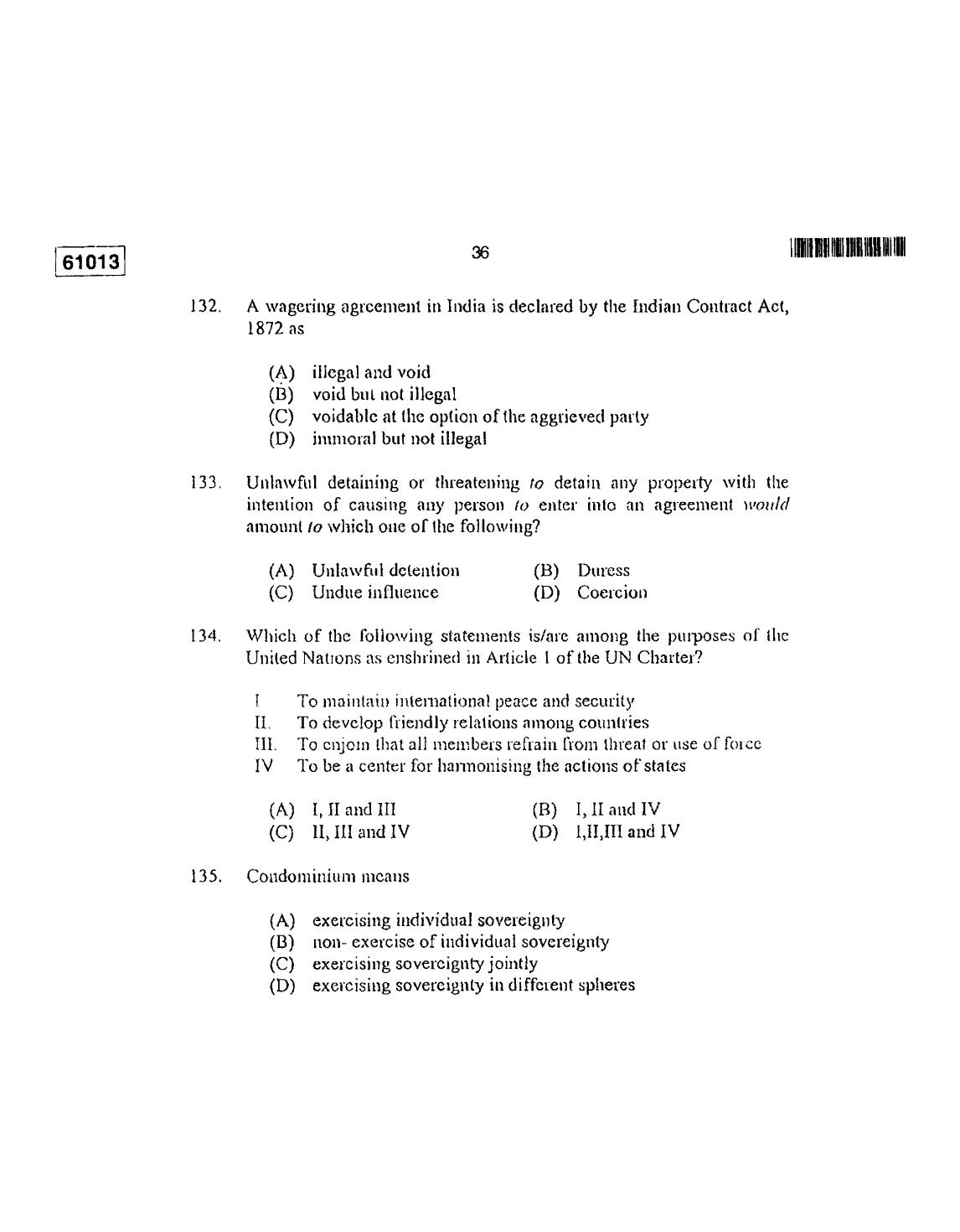 CUSAT CAT 2013 LLM Question Paper - Page 37