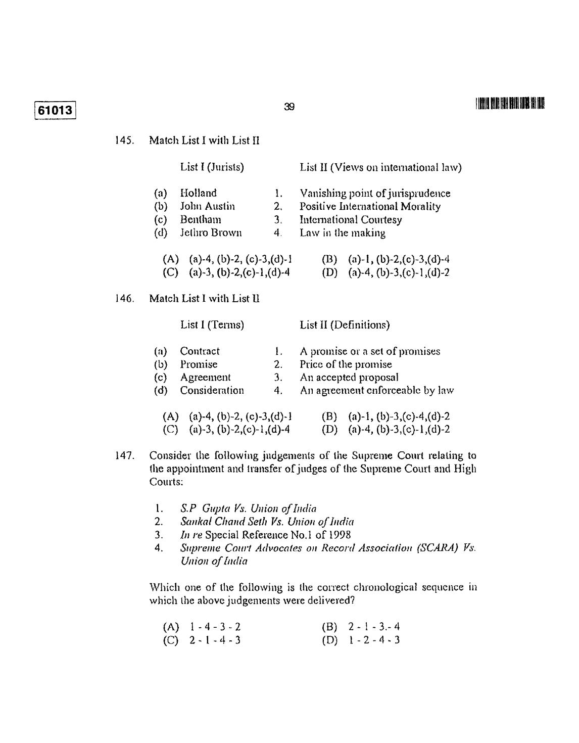 CUSAT CAT 2013 LLM Question Paper - Page 40