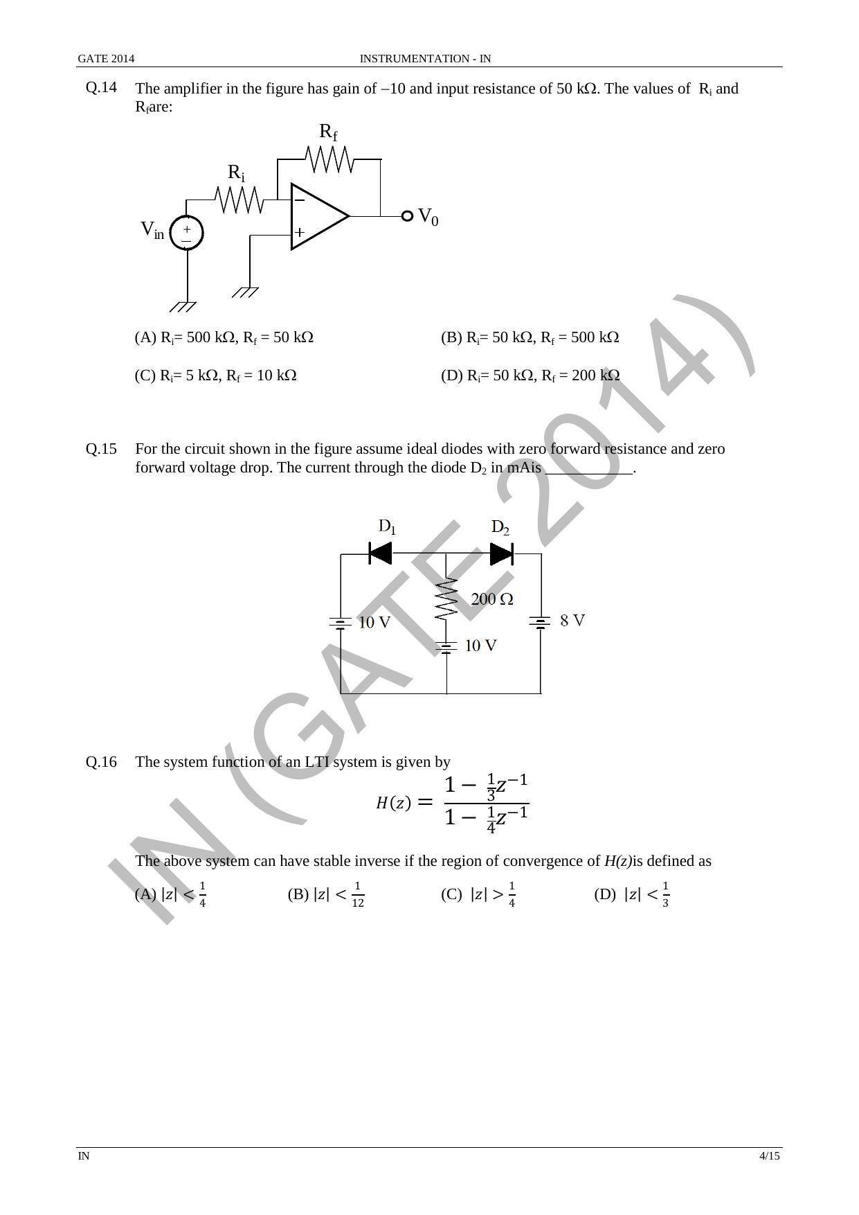GATE 2014 Instrumentation Engineering (IN) Question Paper with Answer Key - Page 10