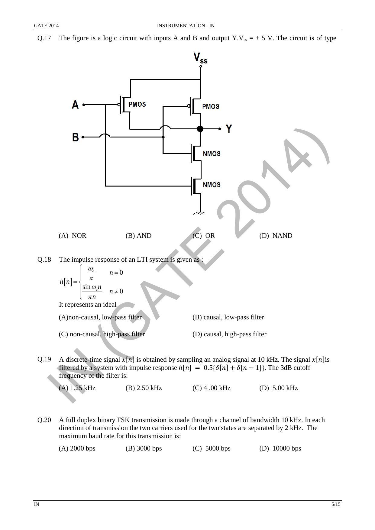 GATE 2014 Instrumentation Engineering (IN) Question Paper with Answer Key - Page 11