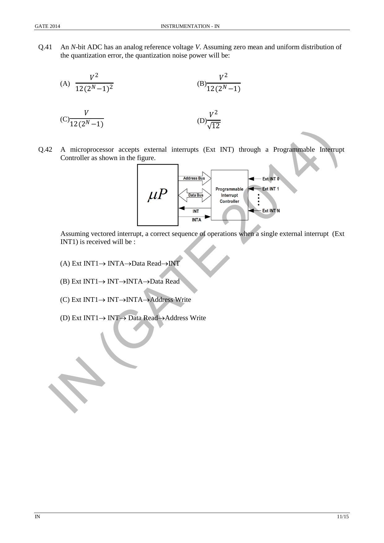 GATE 2014 Instrumentation Engineering (IN) Question Paper with Answer Key - Page 17