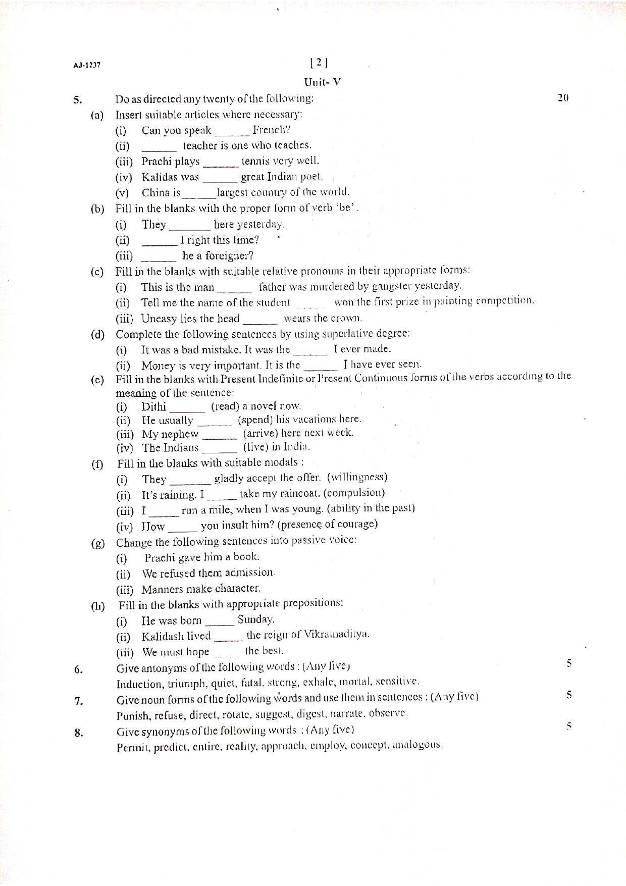 Bilaspur University Question Paper 2021-2022: B.COM Part-II (Two) (10+2+3) FC:English Language Paper 1 - Page 2
