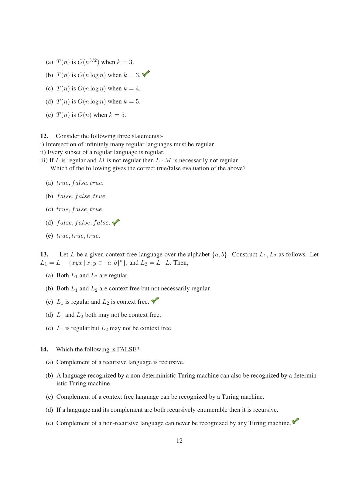 TIFR GS 2014 Computer & Systems Sciences Question Paper - Page 13