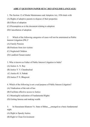 AIBE 17 English Question Paper