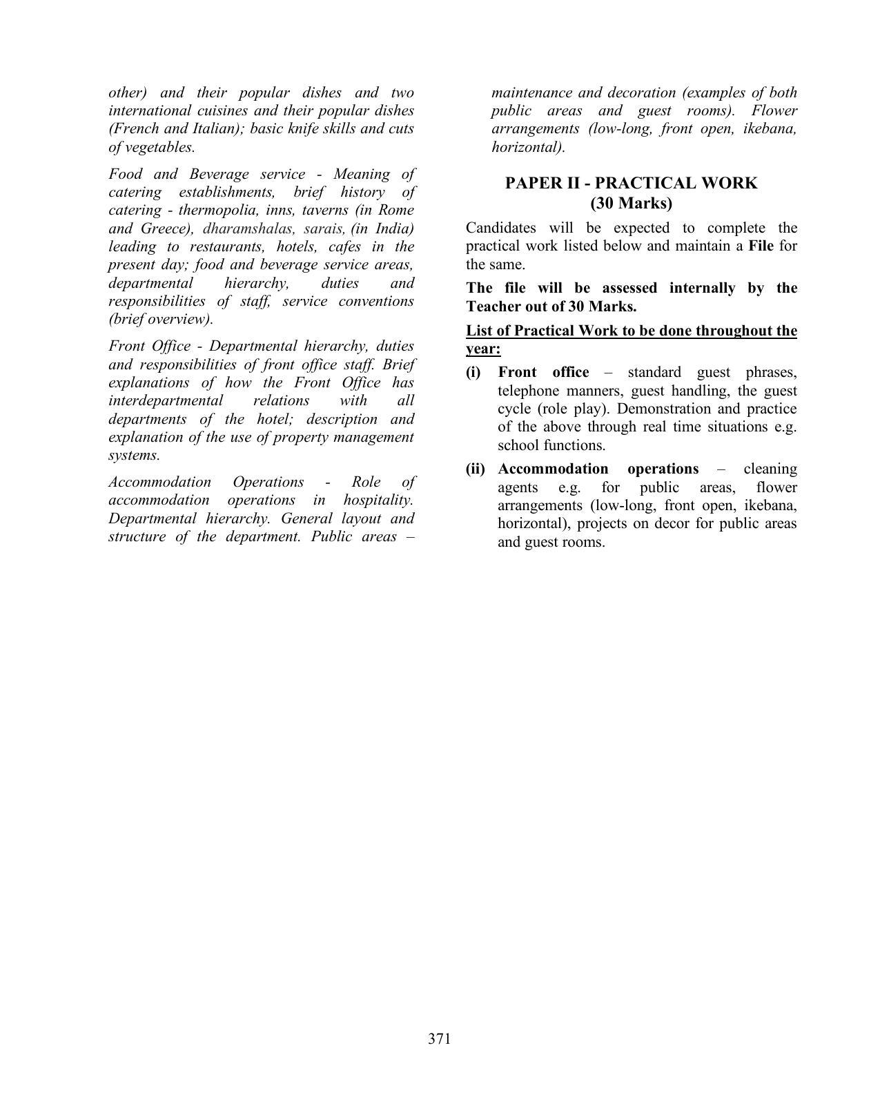 ISC Class XI & XII Hospitality Management Syllabus - Page 2