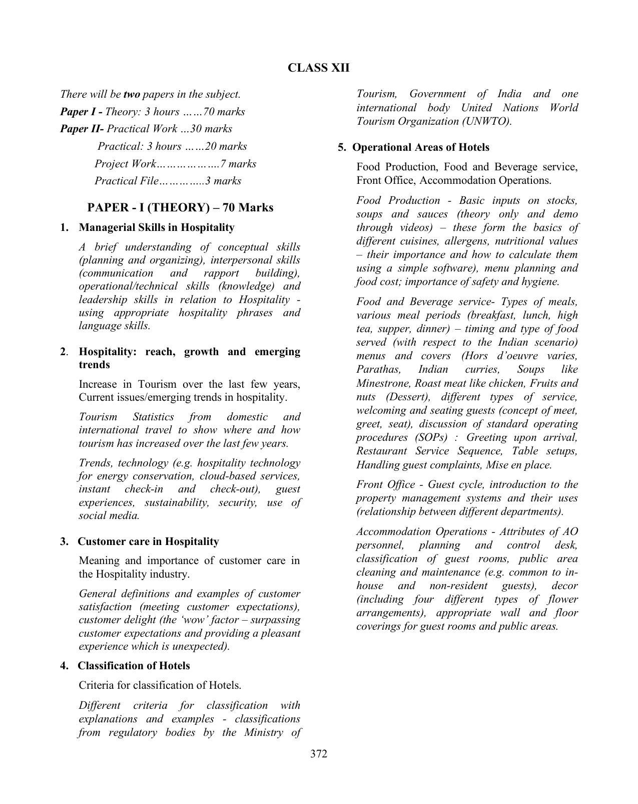 ISC Class XI & XII Hospitality Management Syllabus - Page 3