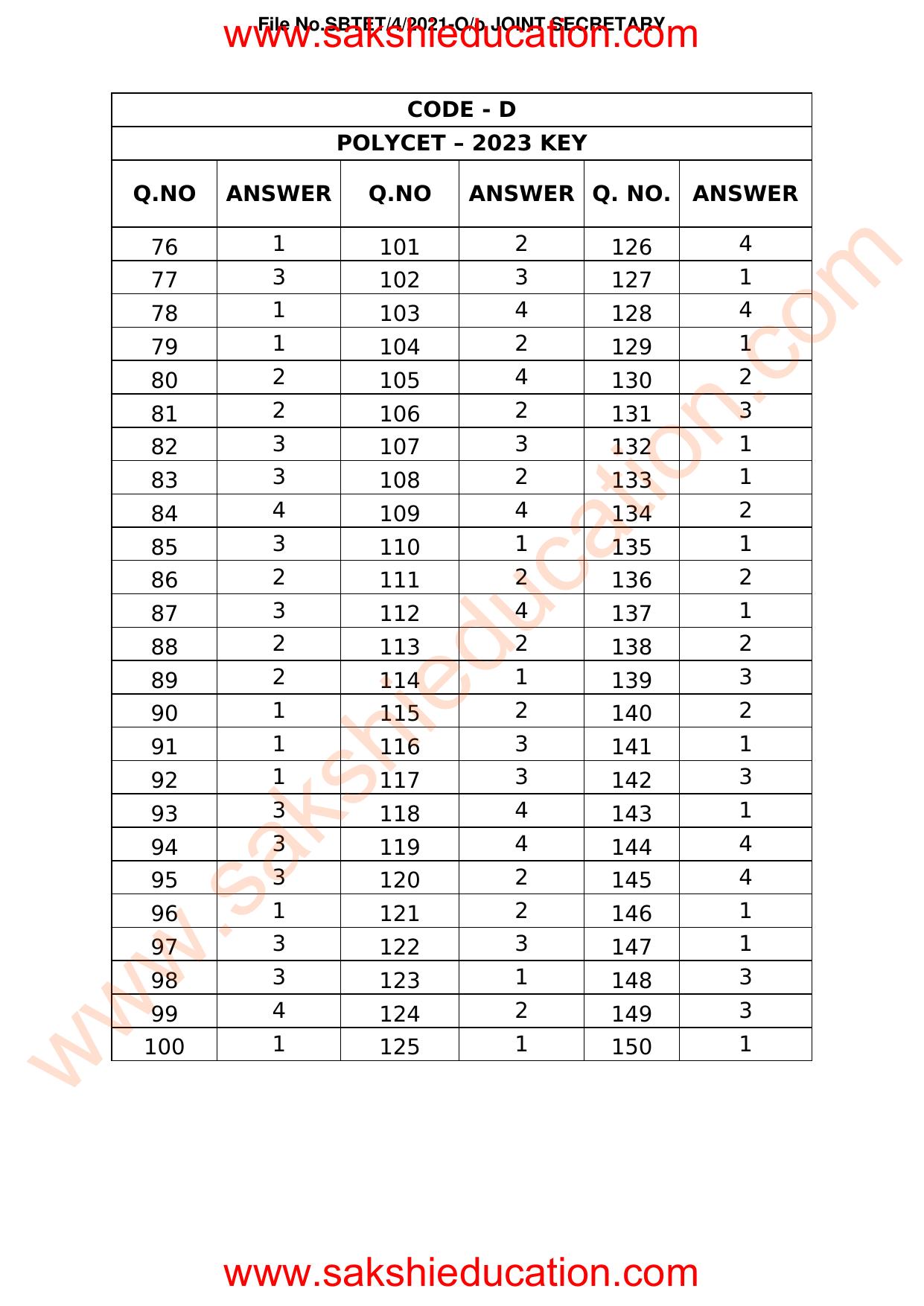 TS POLYCET 2023 (SET D) (Mathematics) Question Paper - Page 34