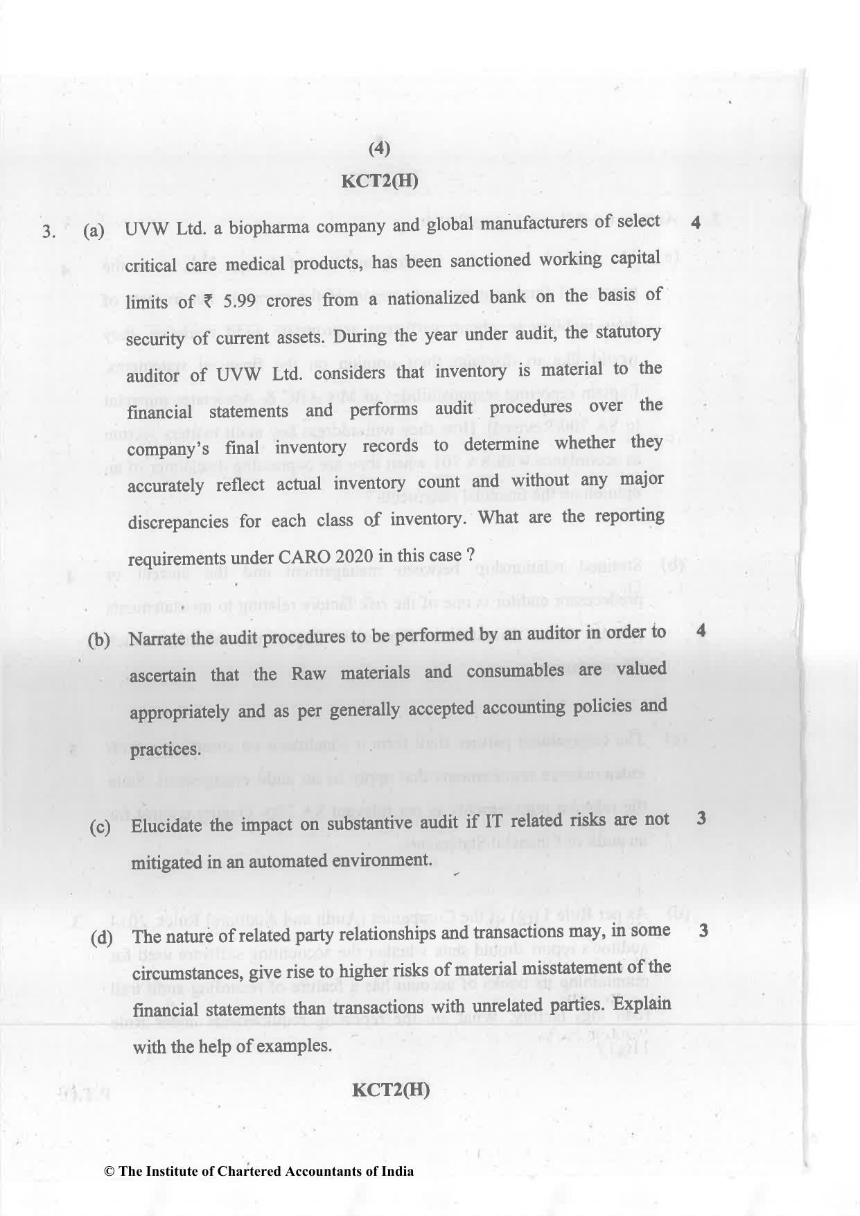 CA Inter Nov 2023 Question Paper - Paper 6 – Auditing and Assurance - Page 4