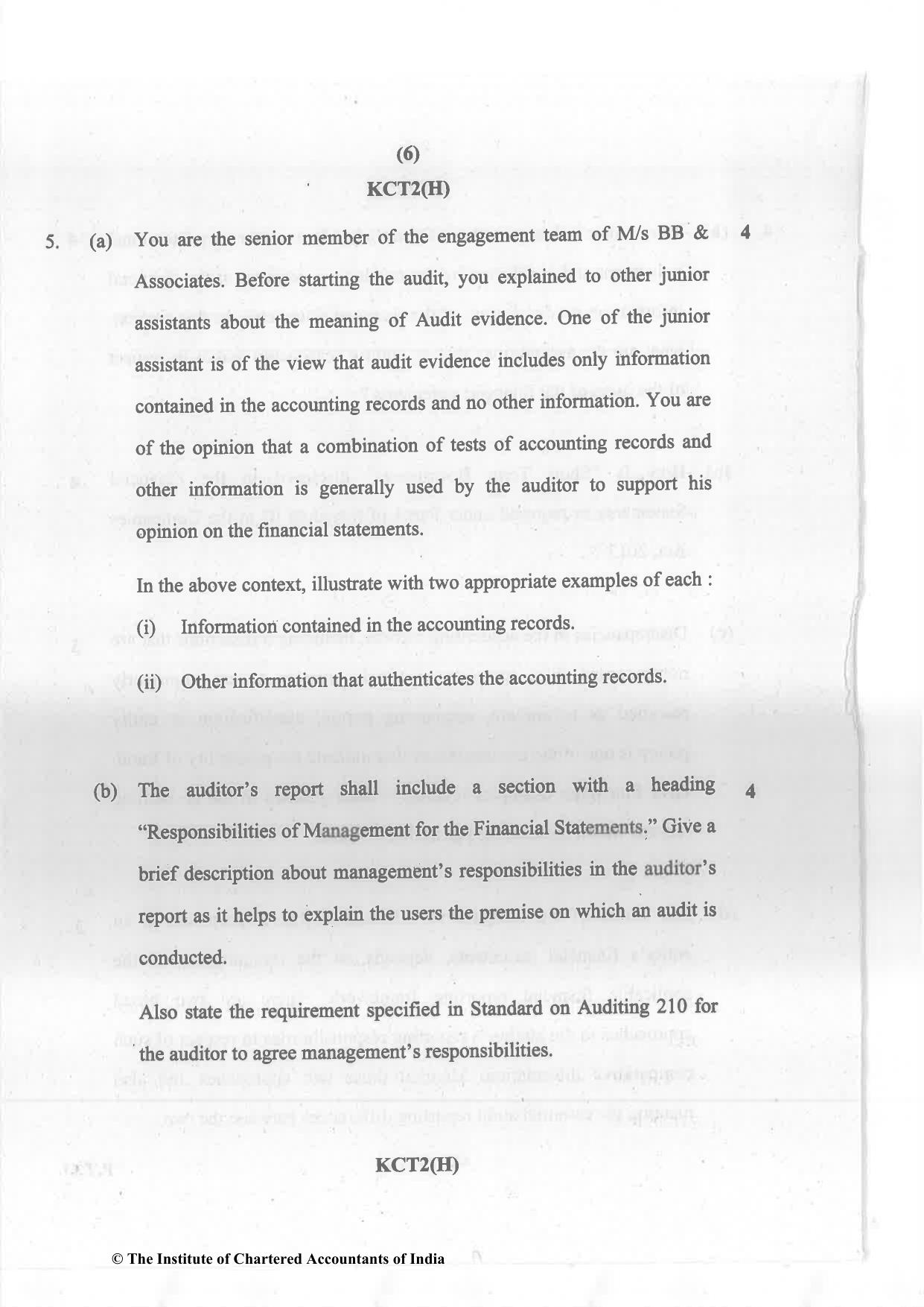 CA Inter Nov 2023 Question Paper - Paper 6 – Auditing and Assurance - Page 6