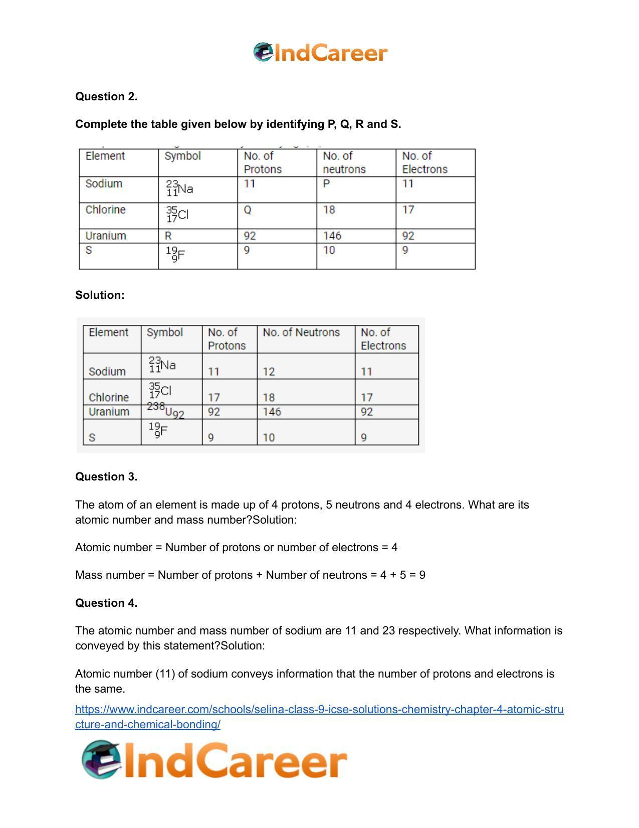 Selina Class 9 ICSE Solutions Chemistry : Chapter 4- Atomic Structure and Chemical Bonding - Page 11