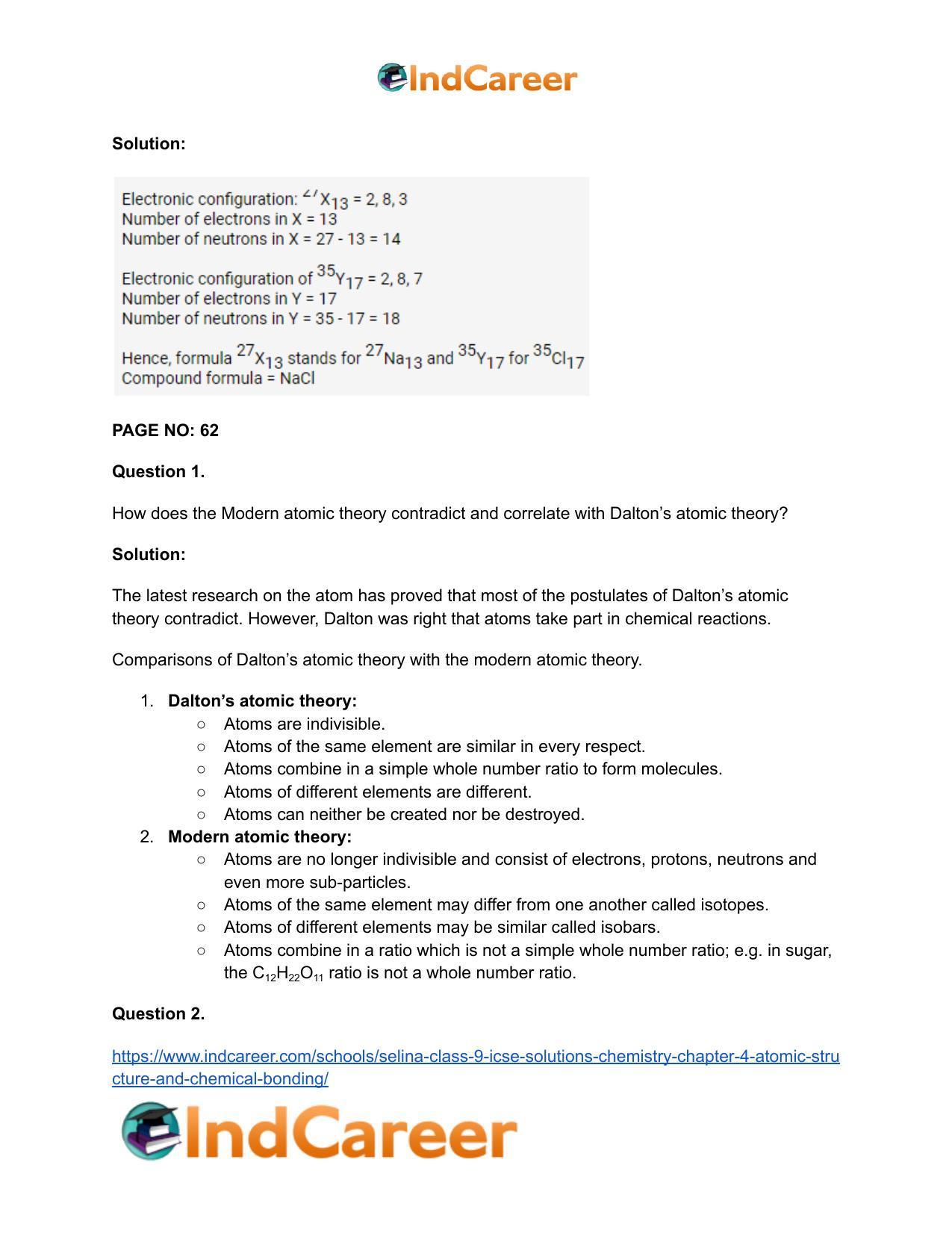 Selina Class 9 ICSE Solutions Chemistry : Chapter 4- Atomic Structure and Chemical Bonding - Page 14