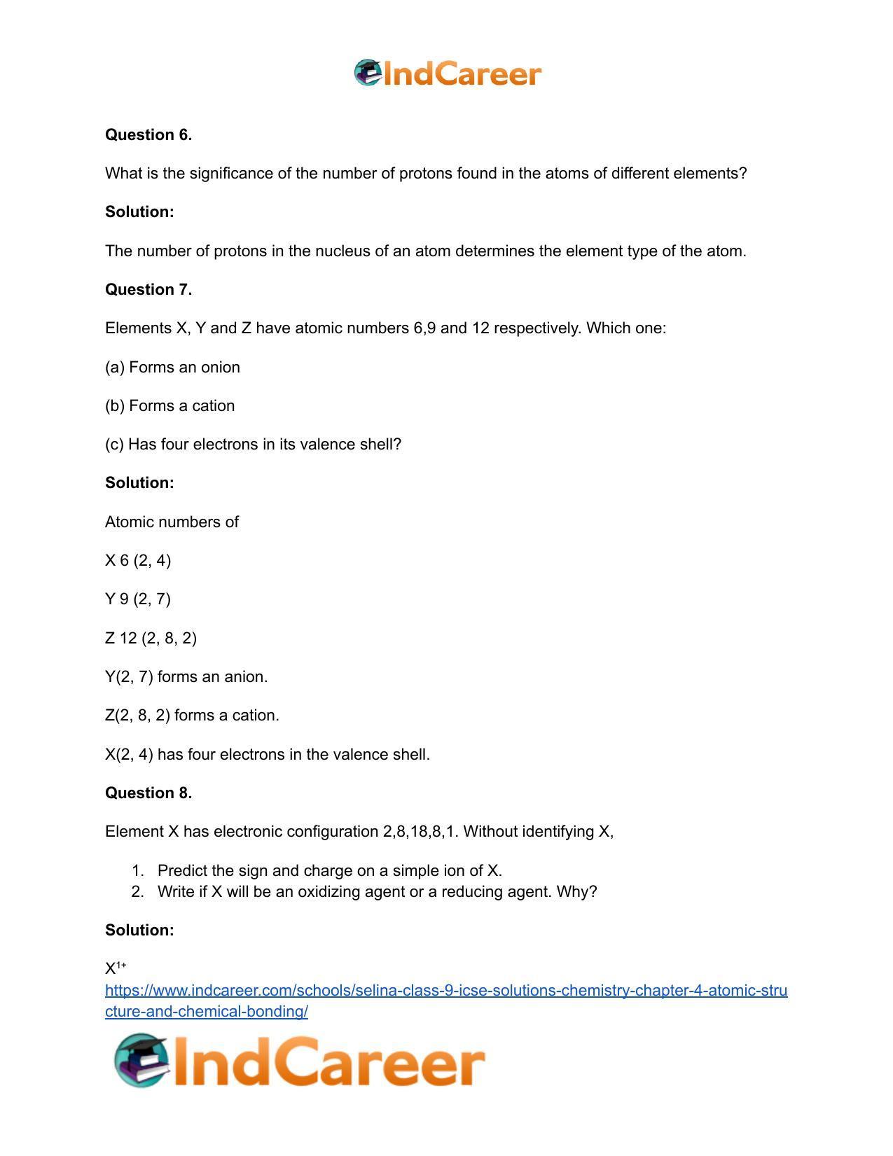 Selina Class 9 ICSE Solutions Chemistry : Chapter 4- Atomic Structure and Chemical Bonding - Page 18