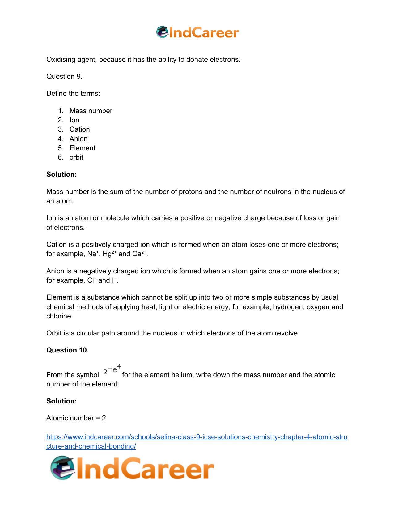 Selina Class 9 ICSE Solutions Chemistry : Chapter 4- Atomic Structure and Chemical Bonding - Page 19