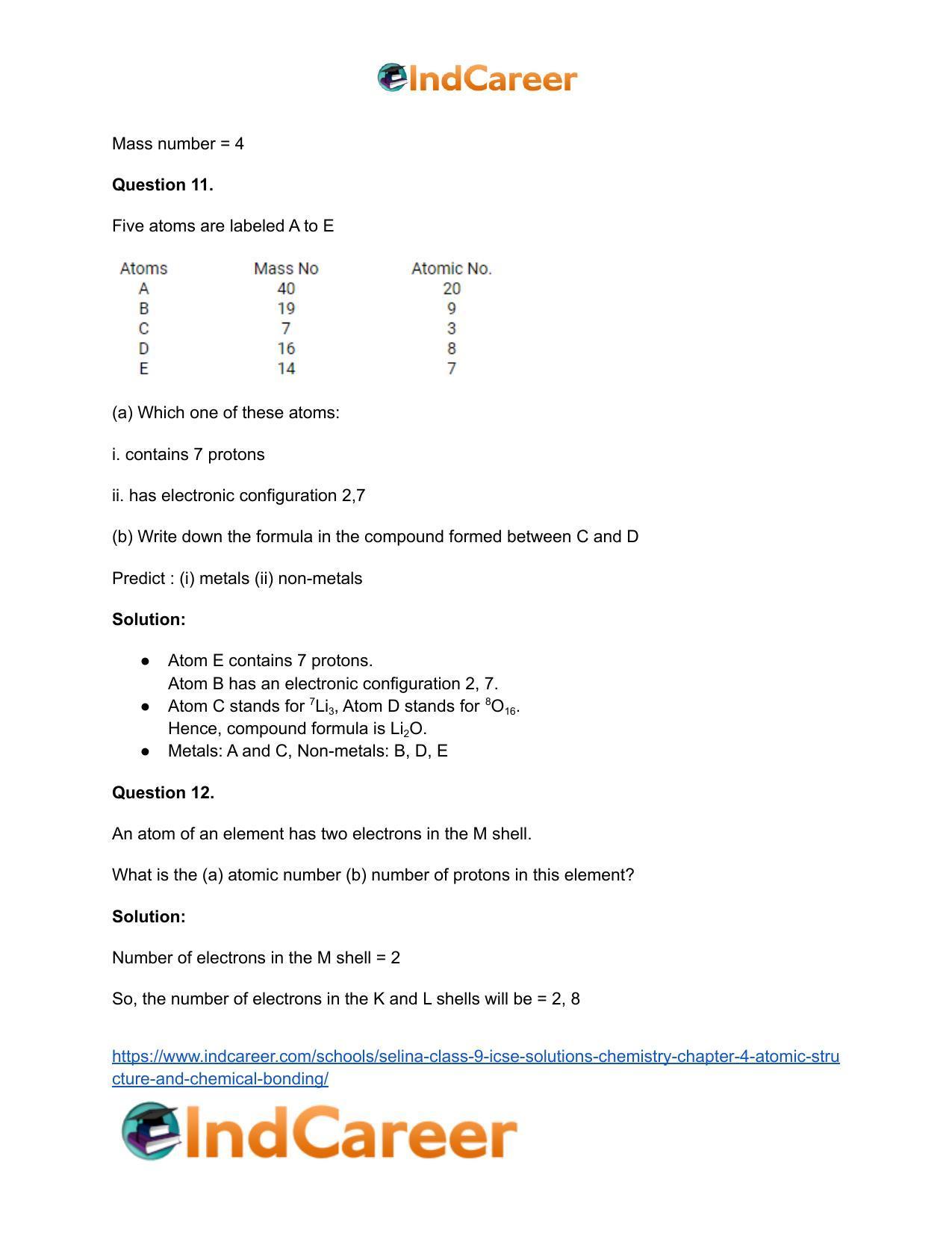 Selina Class 9 ICSE Solutions Chemistry : Chapter 4- Atomic Structure and Chemical Bonding - Page 20