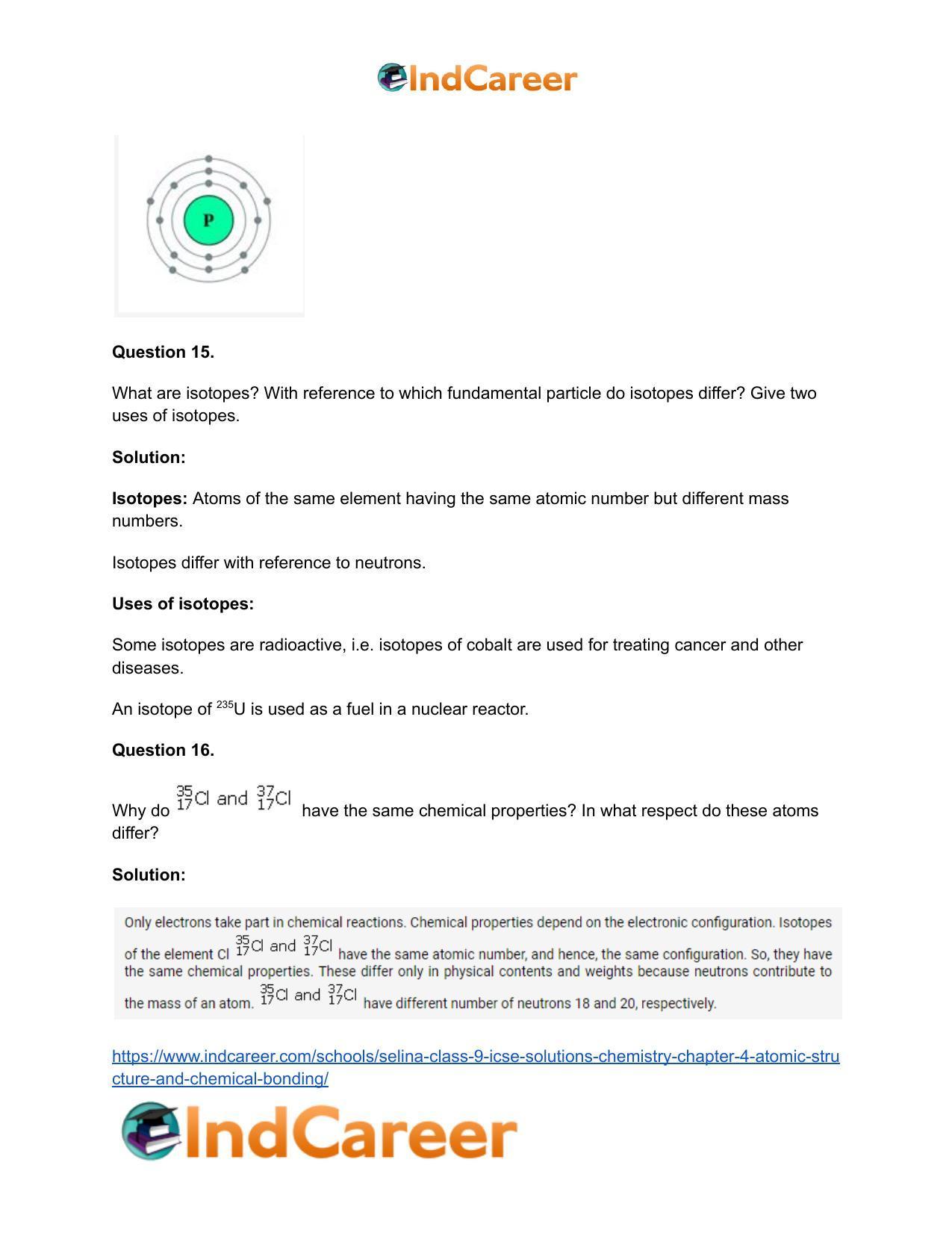 Selina Class 9 ICSE Solutions Chemistry : Chapter 4- Atomic Structure and Chemical Bonding - Page 22