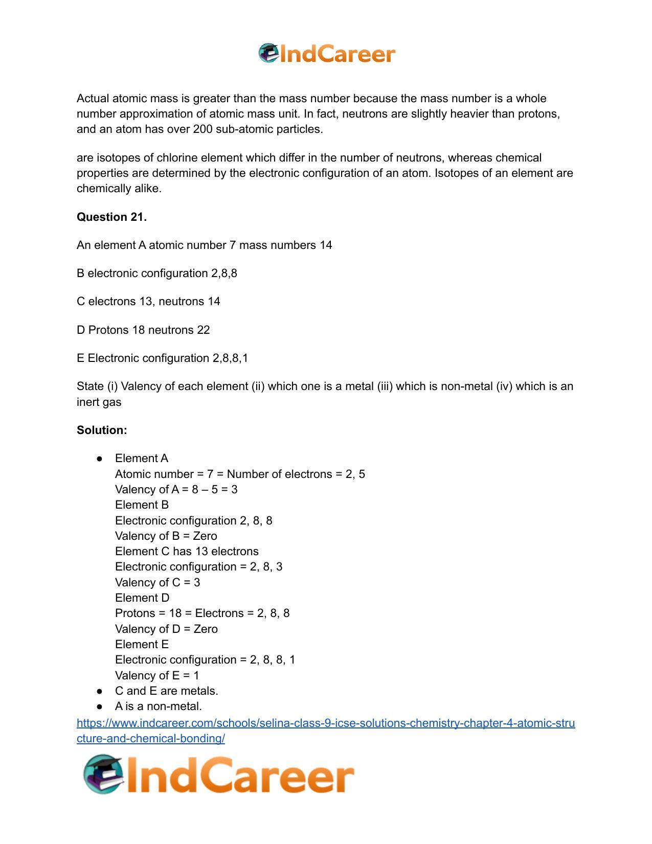 Selina Class 9 ICSE Solutions Chemistry : Chapter 4- Atomic Structure and Chemical Bonding - Page 25