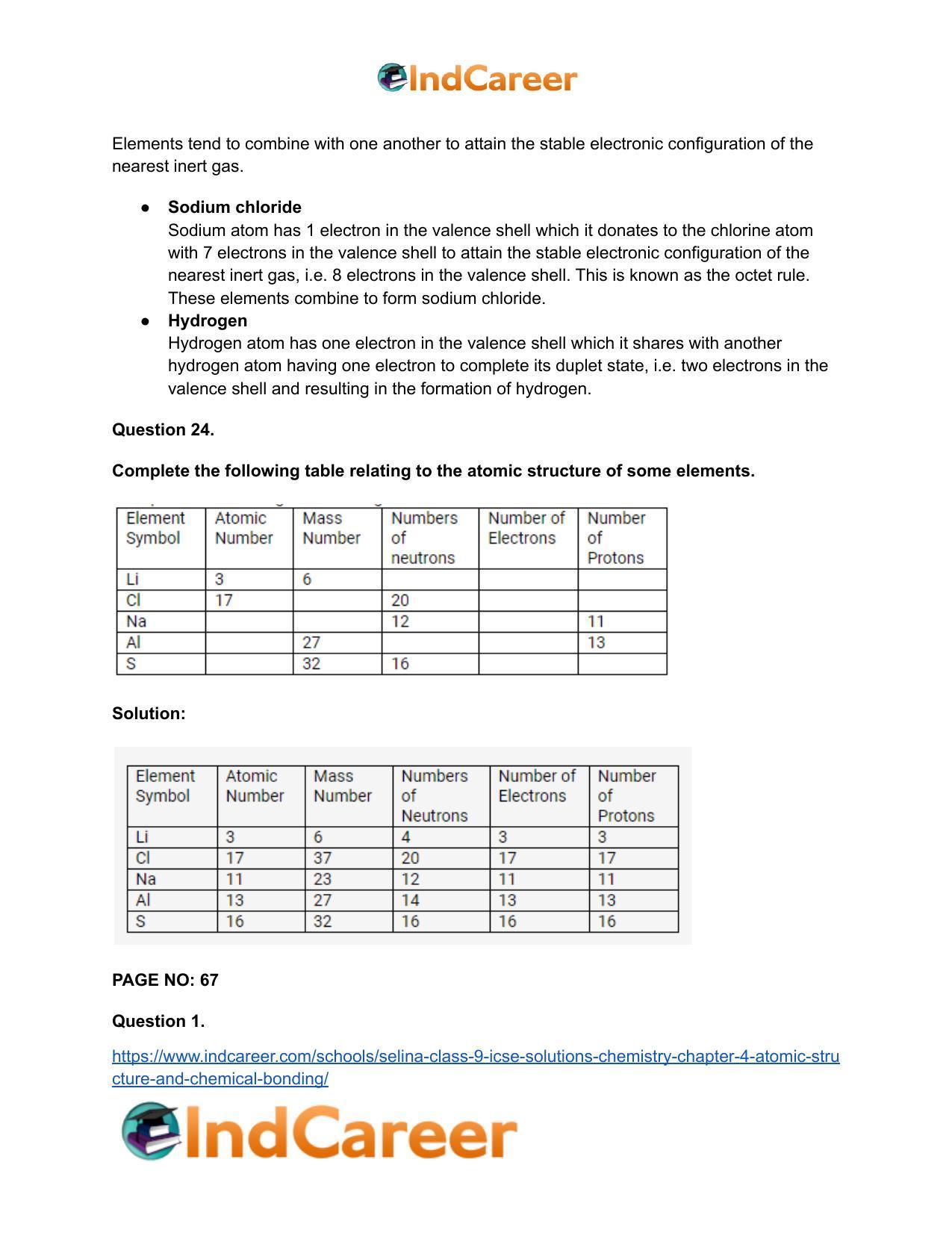 Selina Class 9 ICSE Solutions Chemistry : Chapter 4- Atomic Structure and Chemical Bonding - Page 27