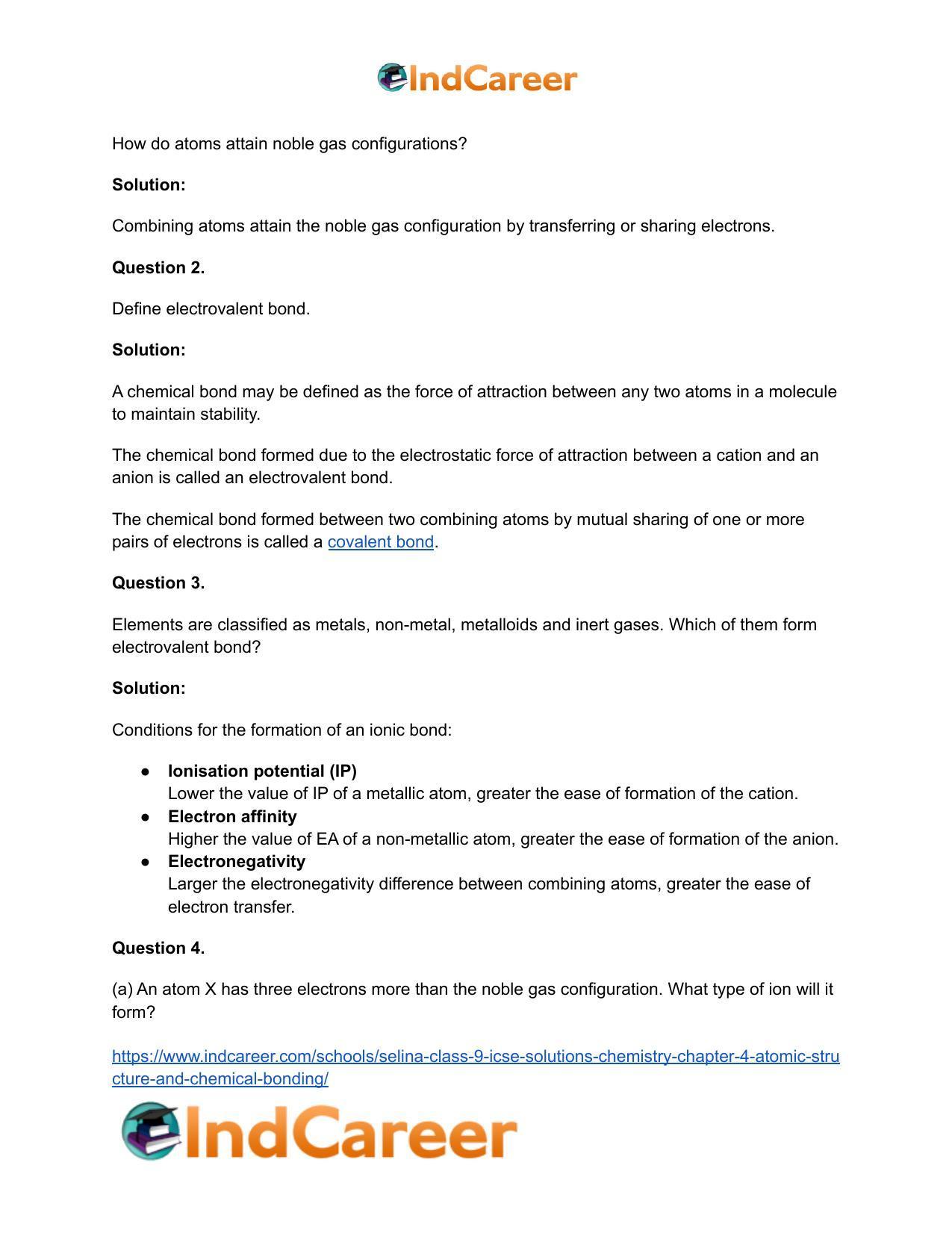 Selina Class 9 ICSE Solutions Chemistry : Chapter 4- Atomic Structure and Chemical Bonding - Page 28