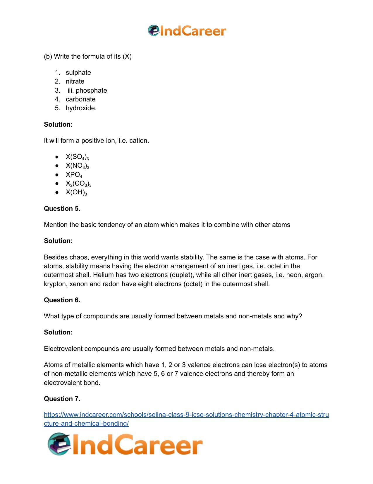 Selina Class 9 ICSE Solutions Chemistry : Chapter 4- Atomic Structure and Chemical Bonding - Page 29