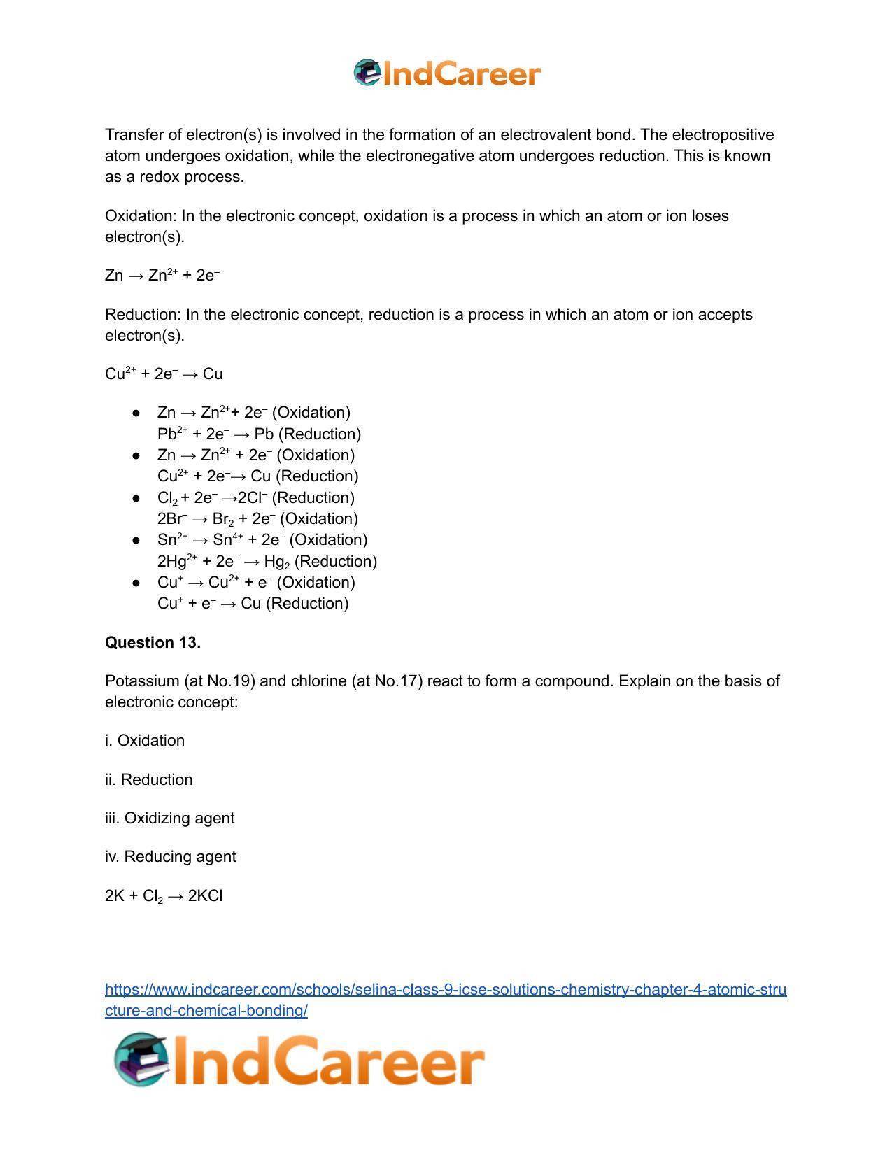 Selina Class 9 ICSE Solutions Chemistry : Chapter 4- Atomic Structure and Chemical Bonding - Page 34