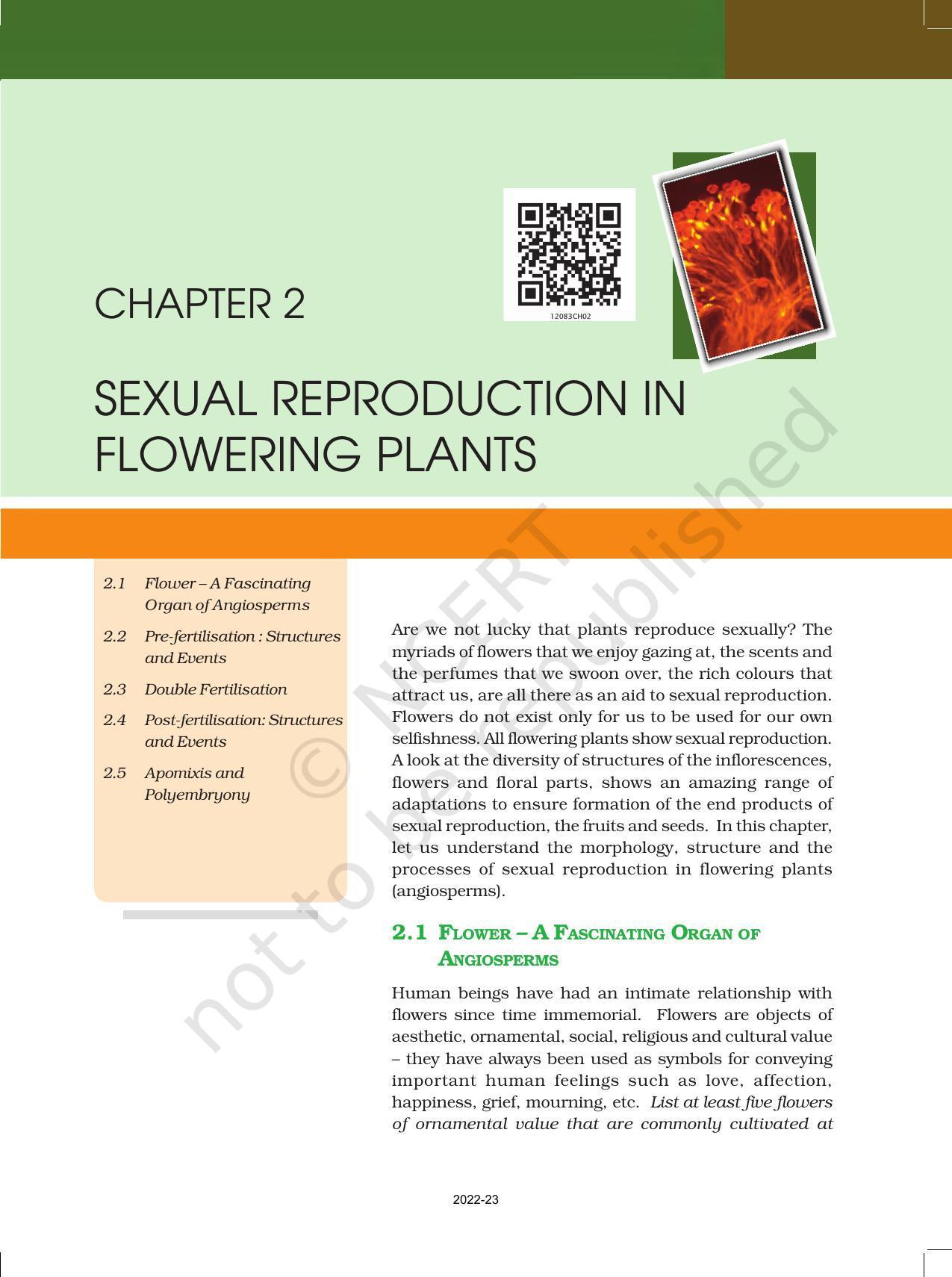 NCERT Book for Class 12 Biology Chapter 2 Sexual Reproduction in Flowering Plants - Page 1