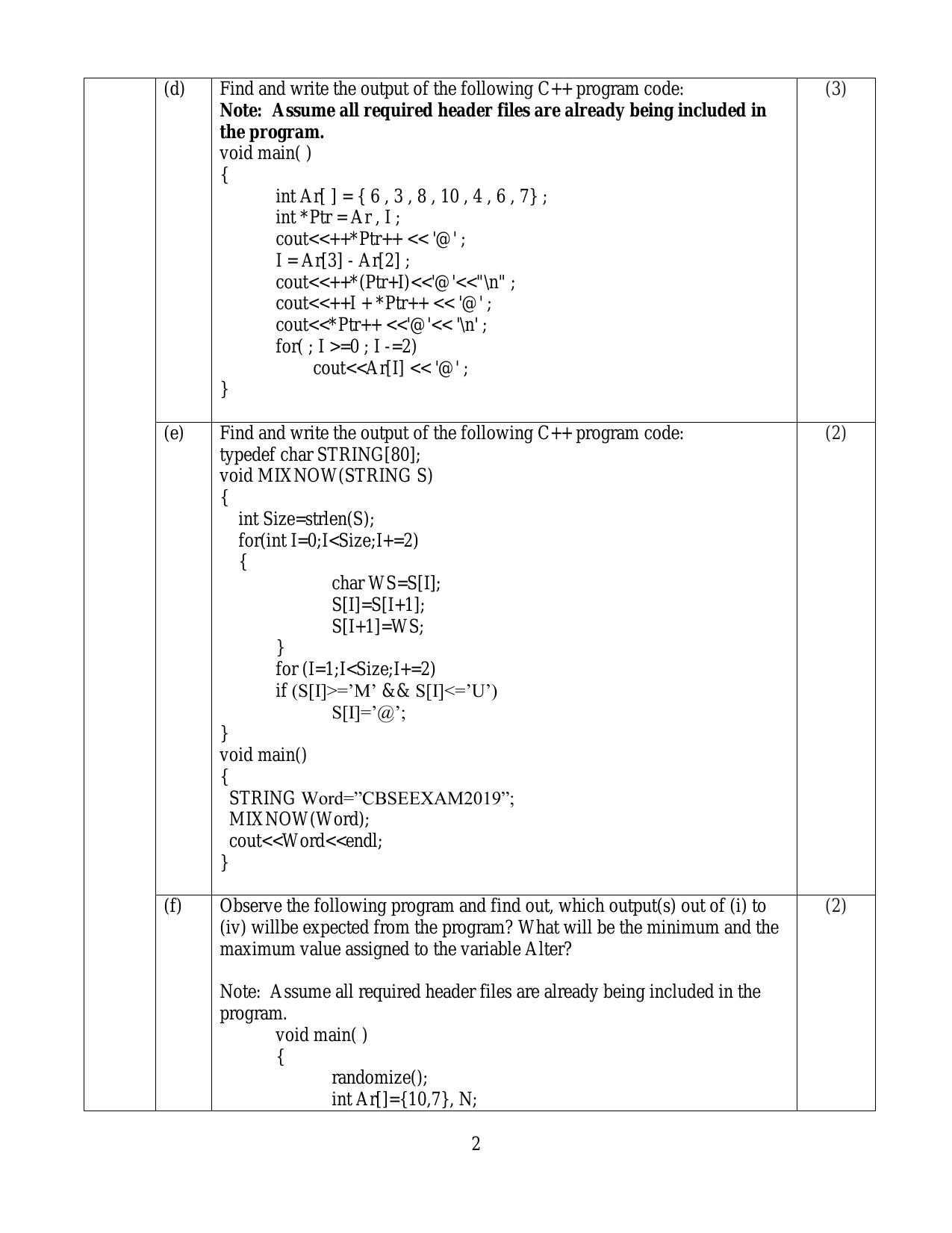 CBSE Class 12 Computer Science - Old Skill Education-Sample Paper 2019-20 - Page 2