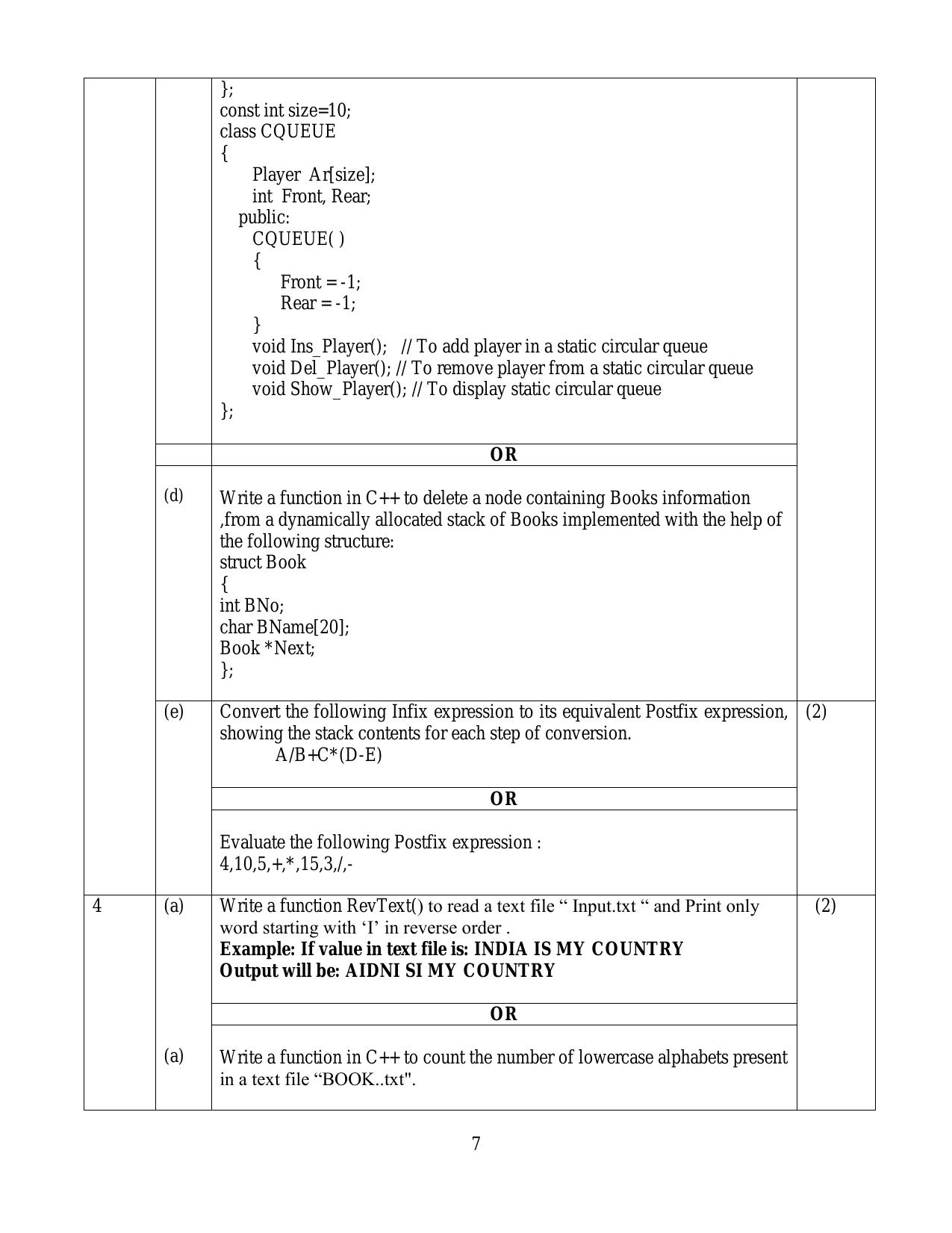 CBSE Class 12 Computer Science - Old Skill Education-Sample Paper 2019-20 - Page 7