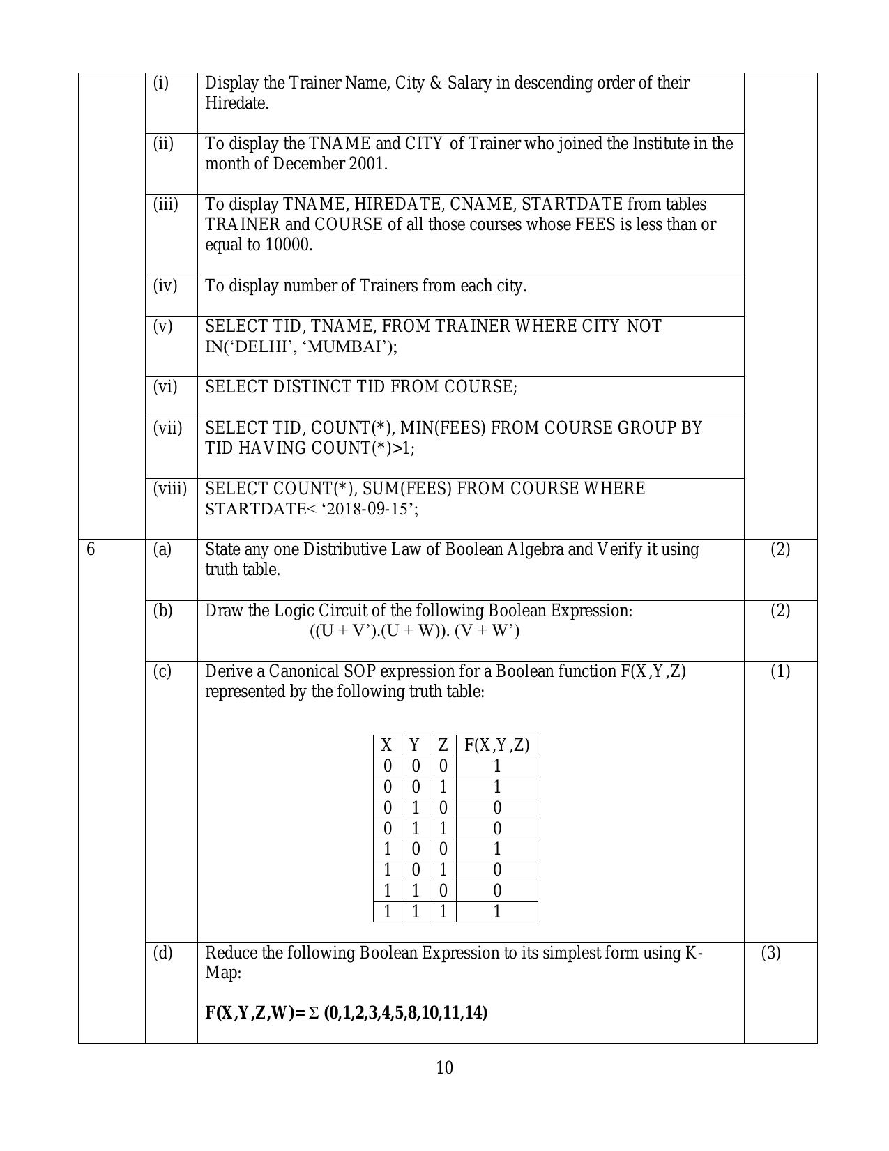 CBSE Class 12 Computer Science - Old Skill Education-Sample Paper 2019-20 - Page 10