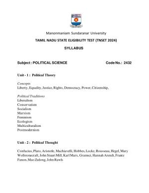 TNSET Syllabus - Political Sciences