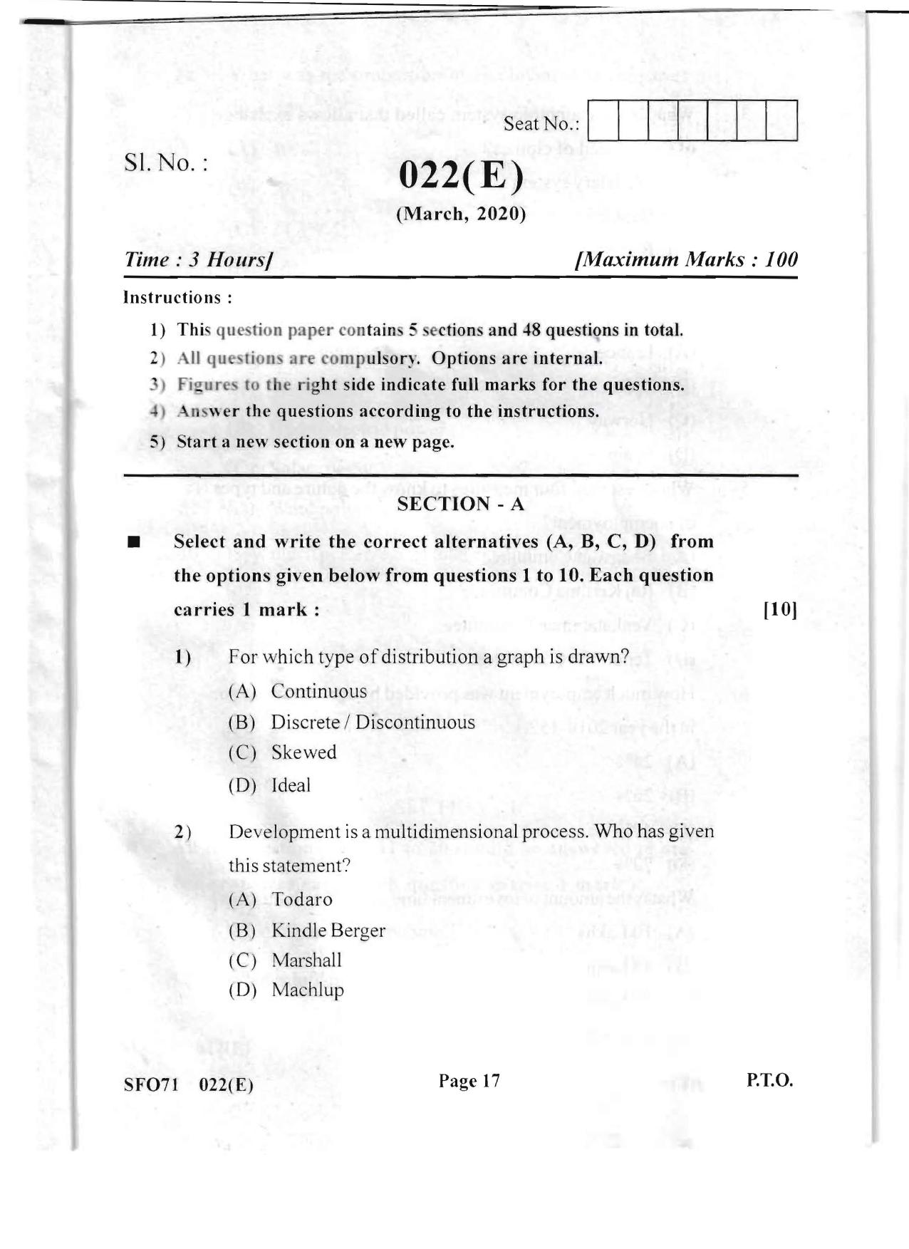 Gujarat Board Class 12th Question Paper 2020: (GHE) Economics - Page 15