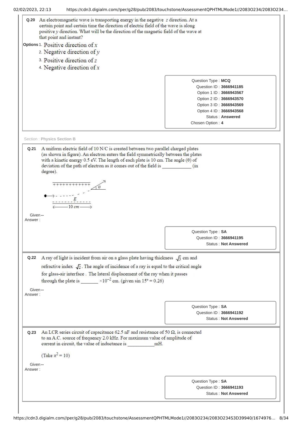 JEE Mains 2023: 25th January 2023 Shift-1 (Morning) Question Paper With Solution (January, Session-1) - Page 8