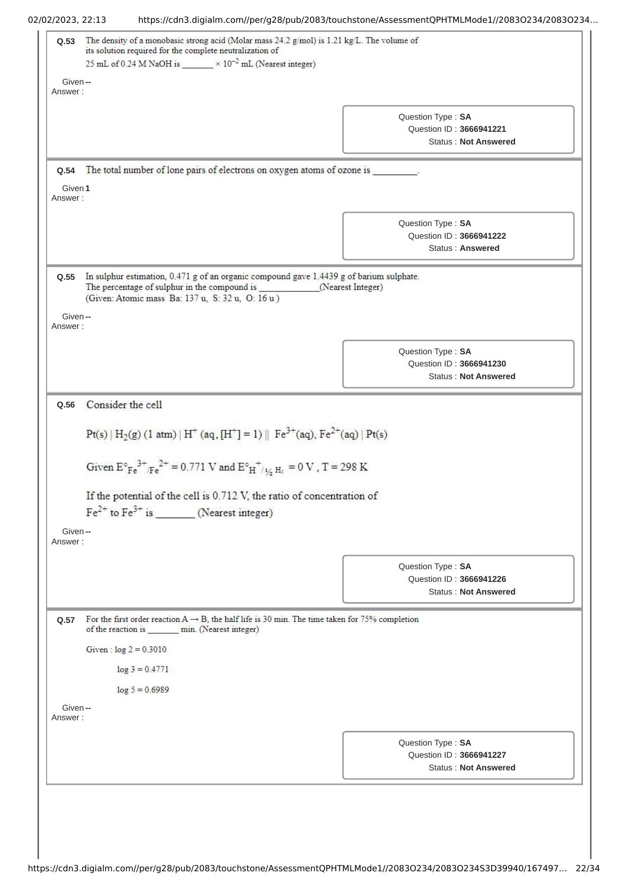 JEE Mains 2023: 25th January 2023 Shift-1 (Morning) Question Paper With Solution (January, Session-1) - Page 22