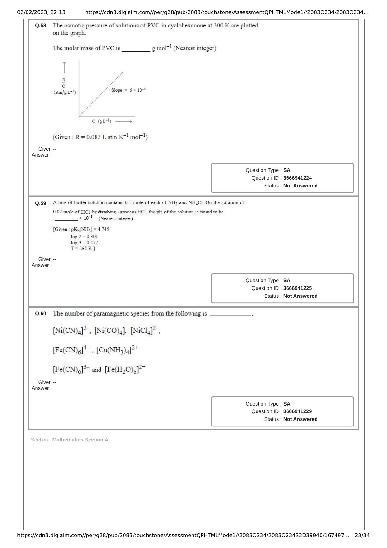 JEE Mains 2023: 25th January 2023 Shift-1 (Morning) Question Paper With Solution (January, Session-1) - Page 23