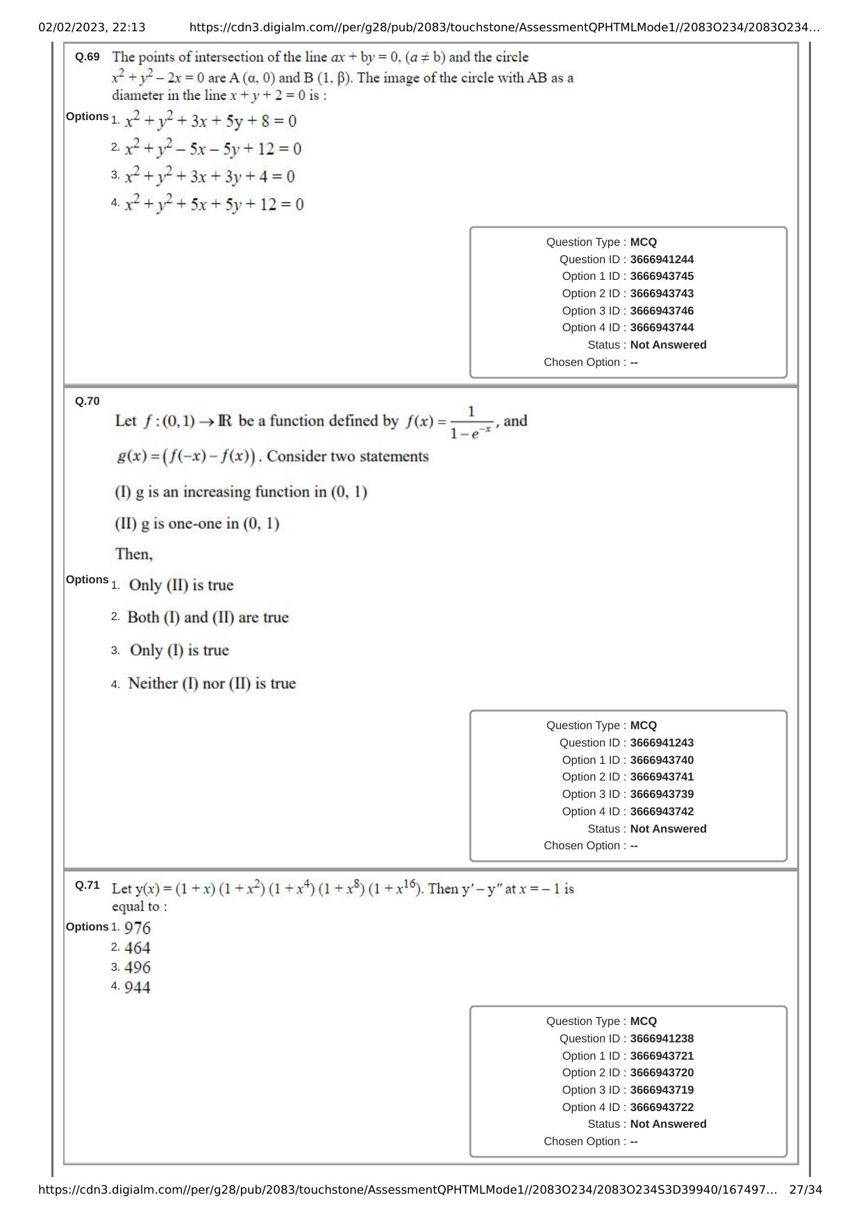 JEE Mains 2023: 25th January 2023 Shift-1 (Morning) Question Paper With Solution (January, Session-1) - Page 27