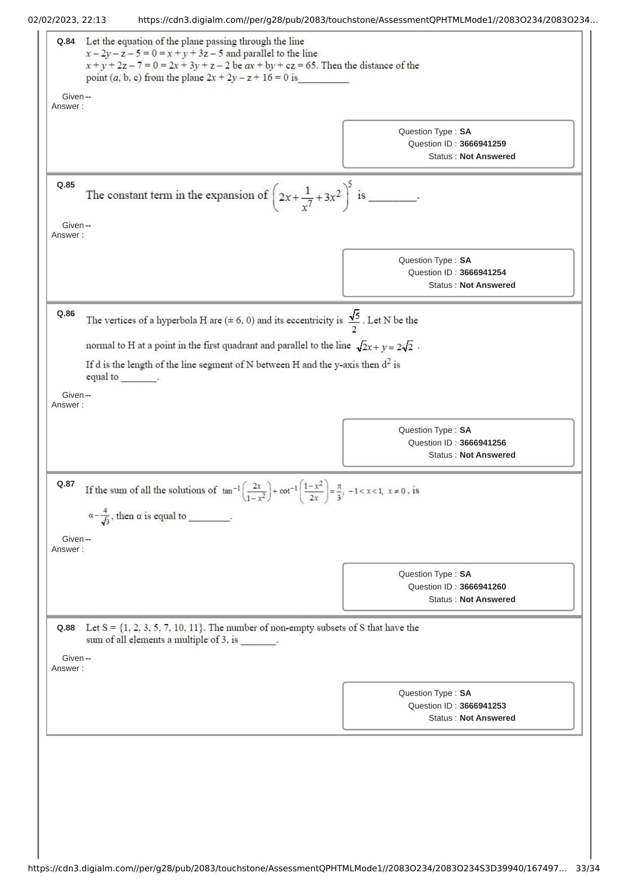JEE Mains 2023: 25th January 2023 Shift-1 (Morning) Question Paper With Solution (January, Session-1) - Page 33