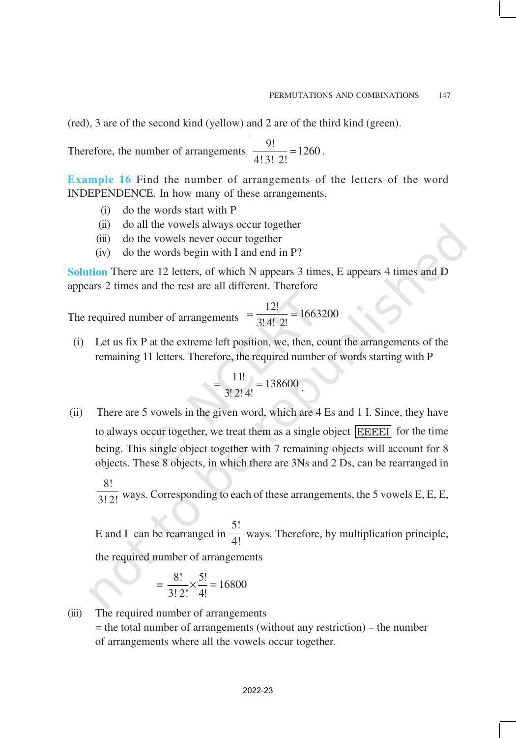 NCERT Book for Class 11 Maths Chapter 7 Permutations and Combinations - Page 14