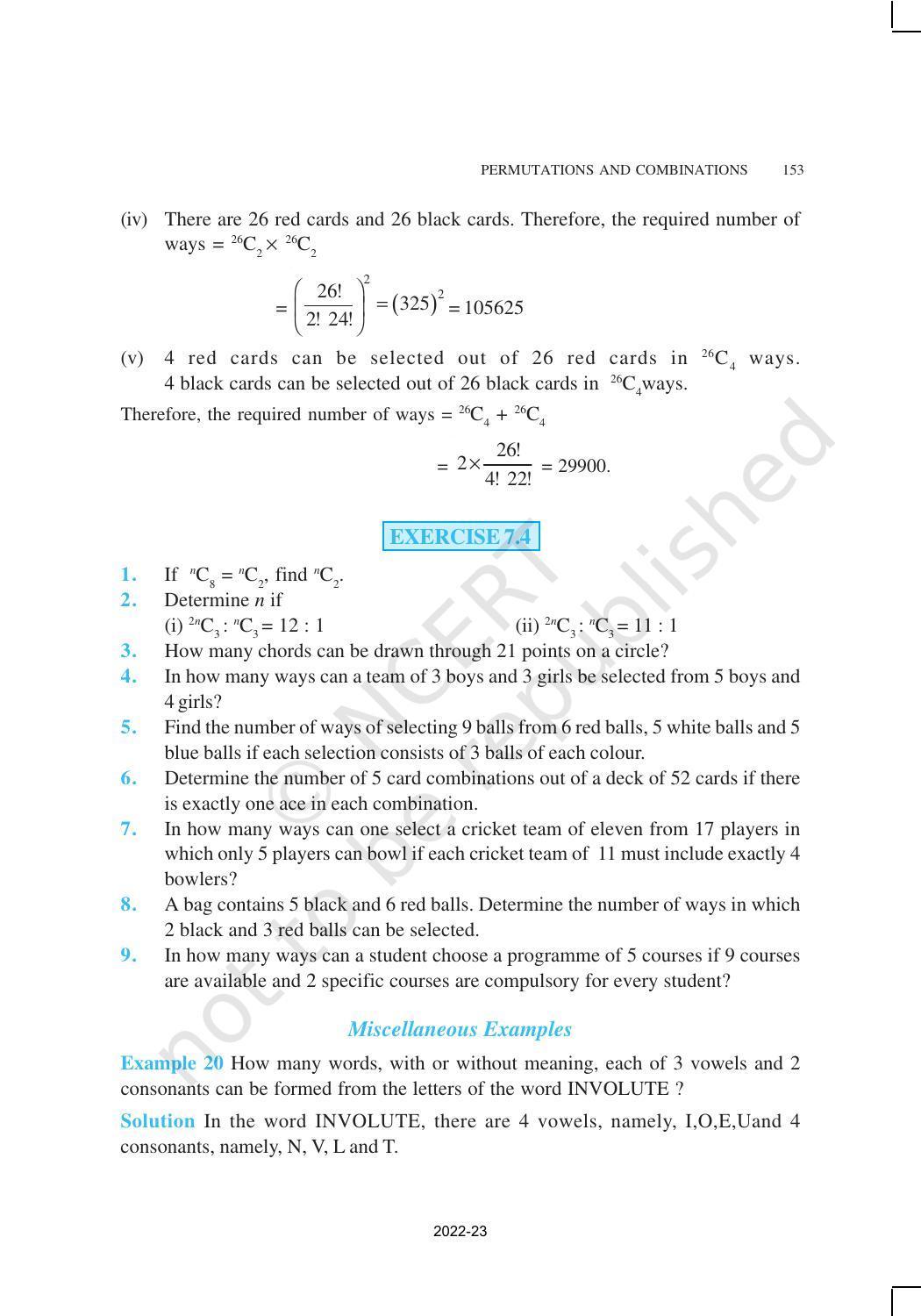 NCERT Book for Class 11 Maths Chapter 7 Permutations and Combinations - Page 20